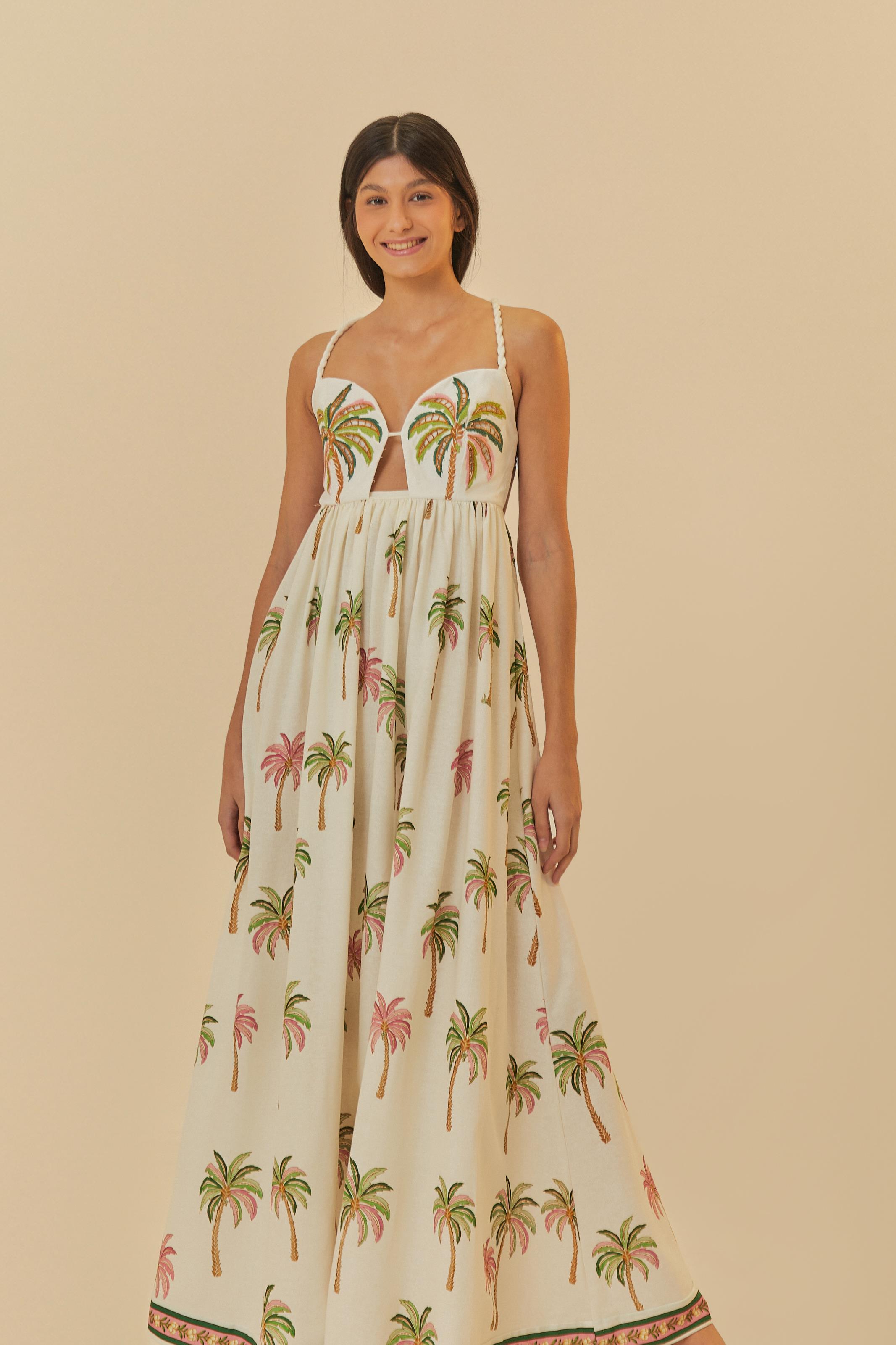 Vestido Bordado Coqueirinhos De Verão