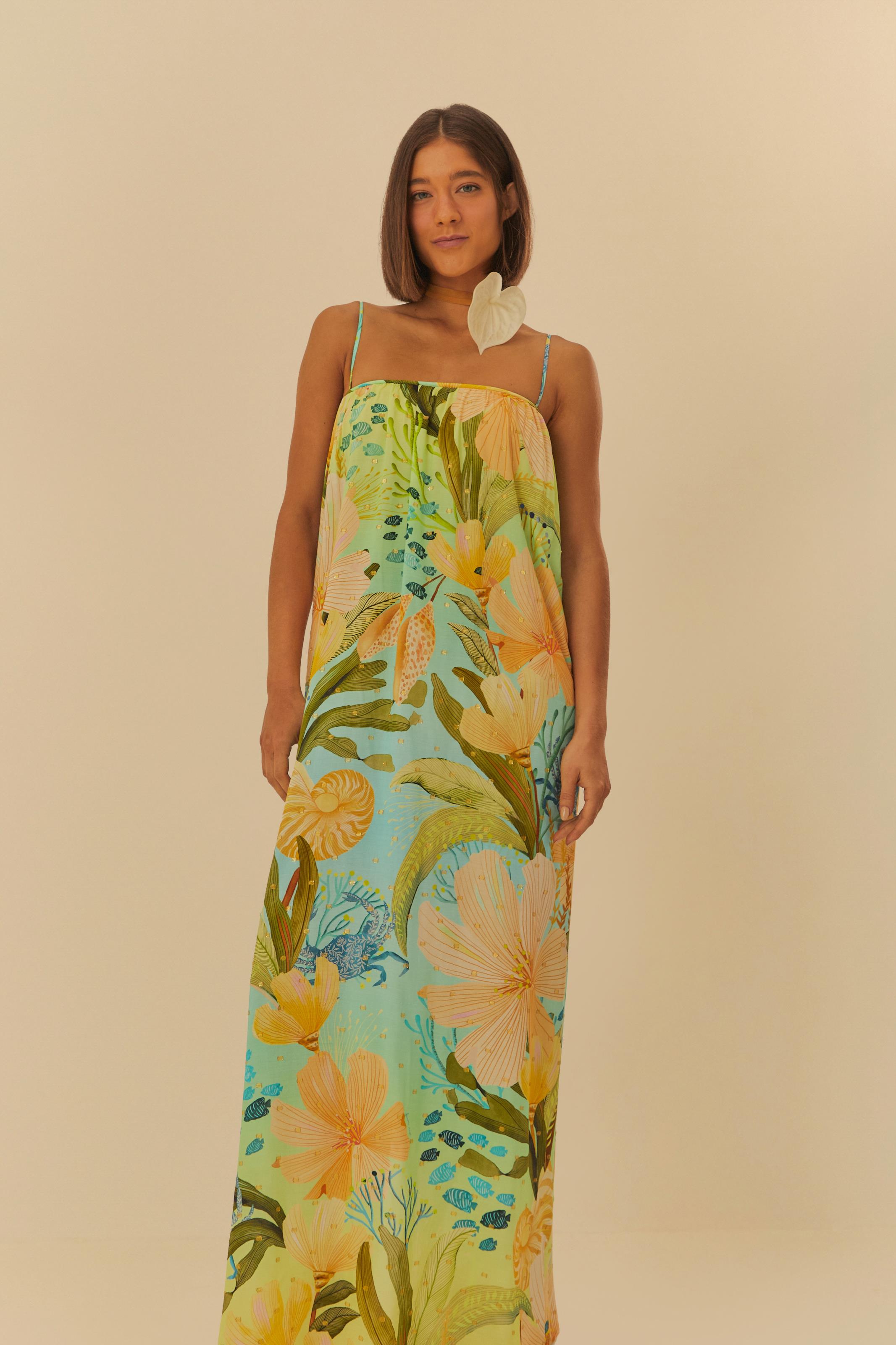 Vestido Longo Reto Estampado Maralina