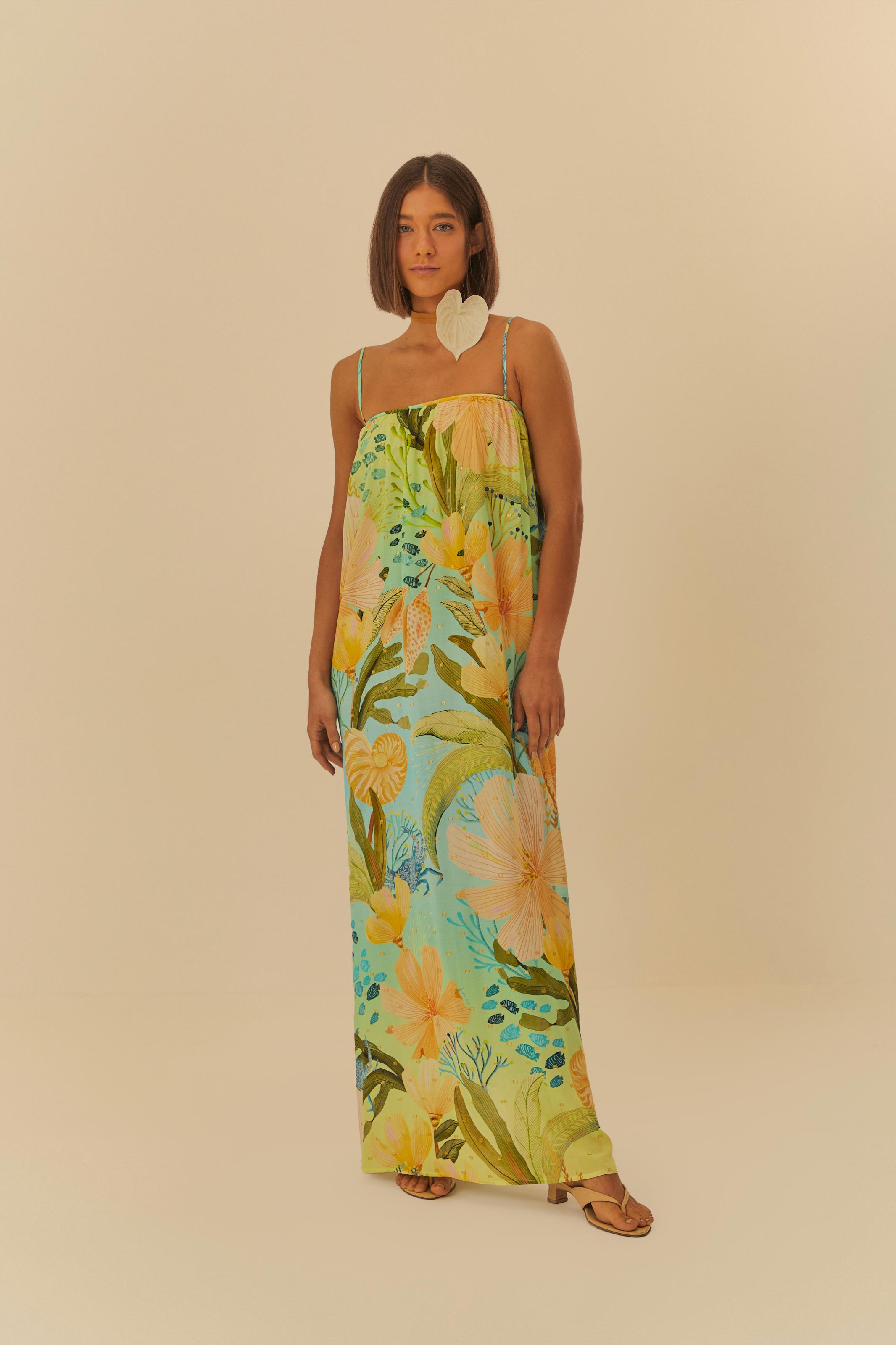 Vestido Longo Reto Estampado Maralina