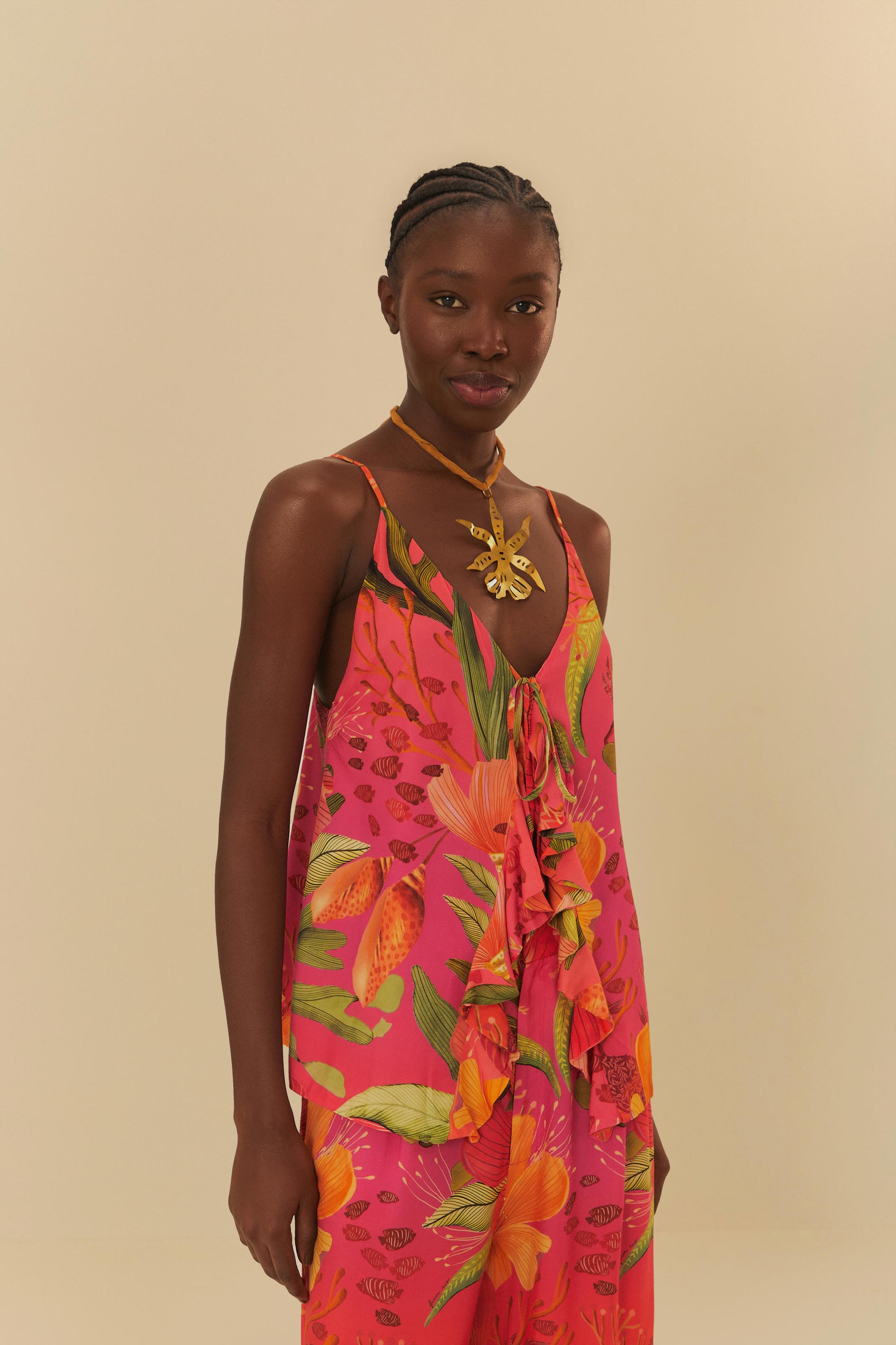 Regata Double Estampada Babado Maralina
