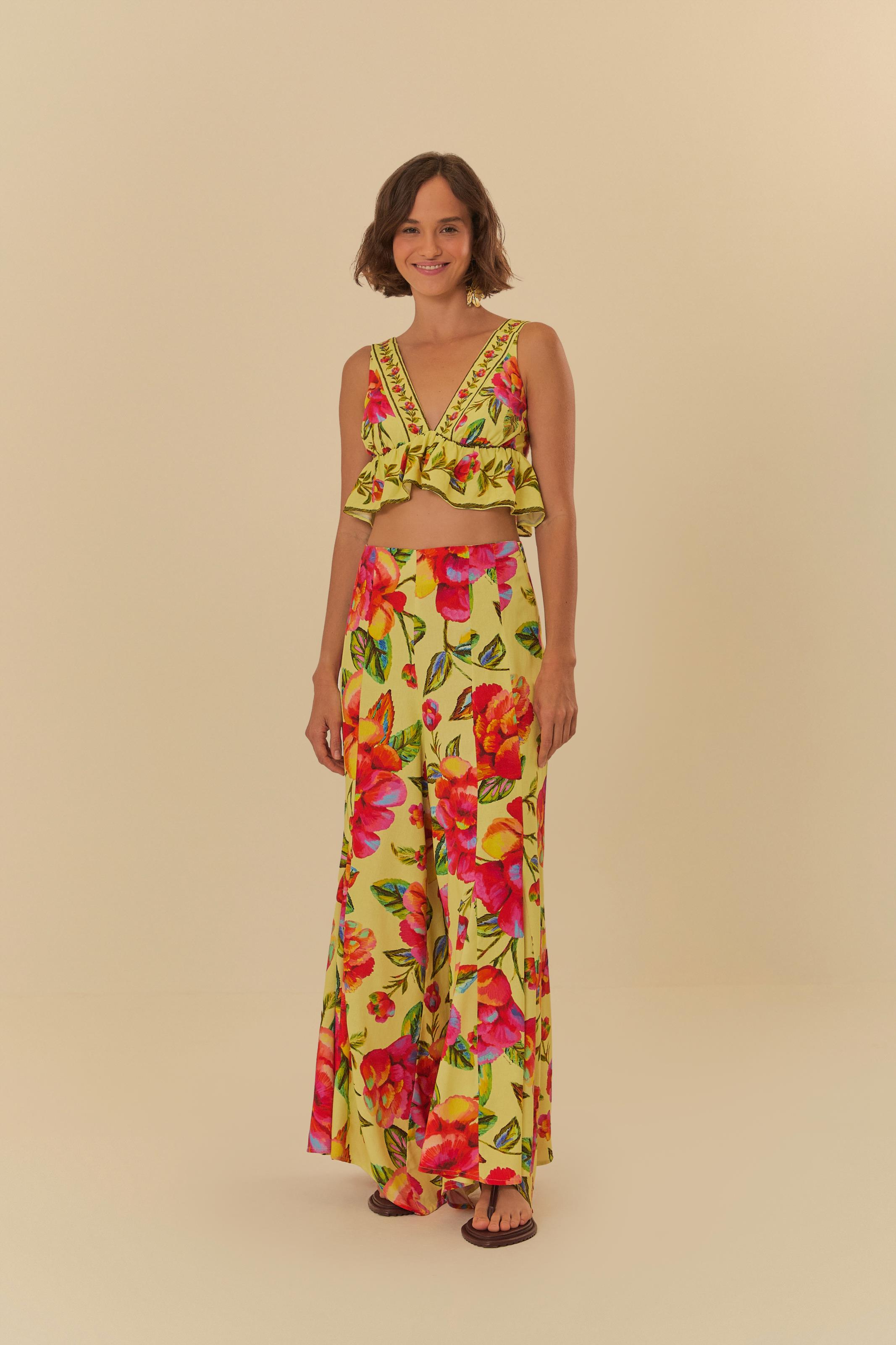 Blusa Estampada Flor Céu