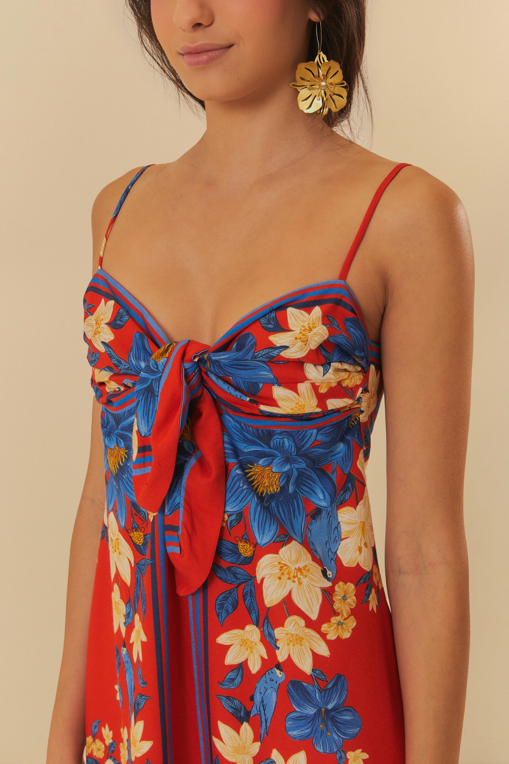 Vestido Curto Estampado Lenço Ararajuba