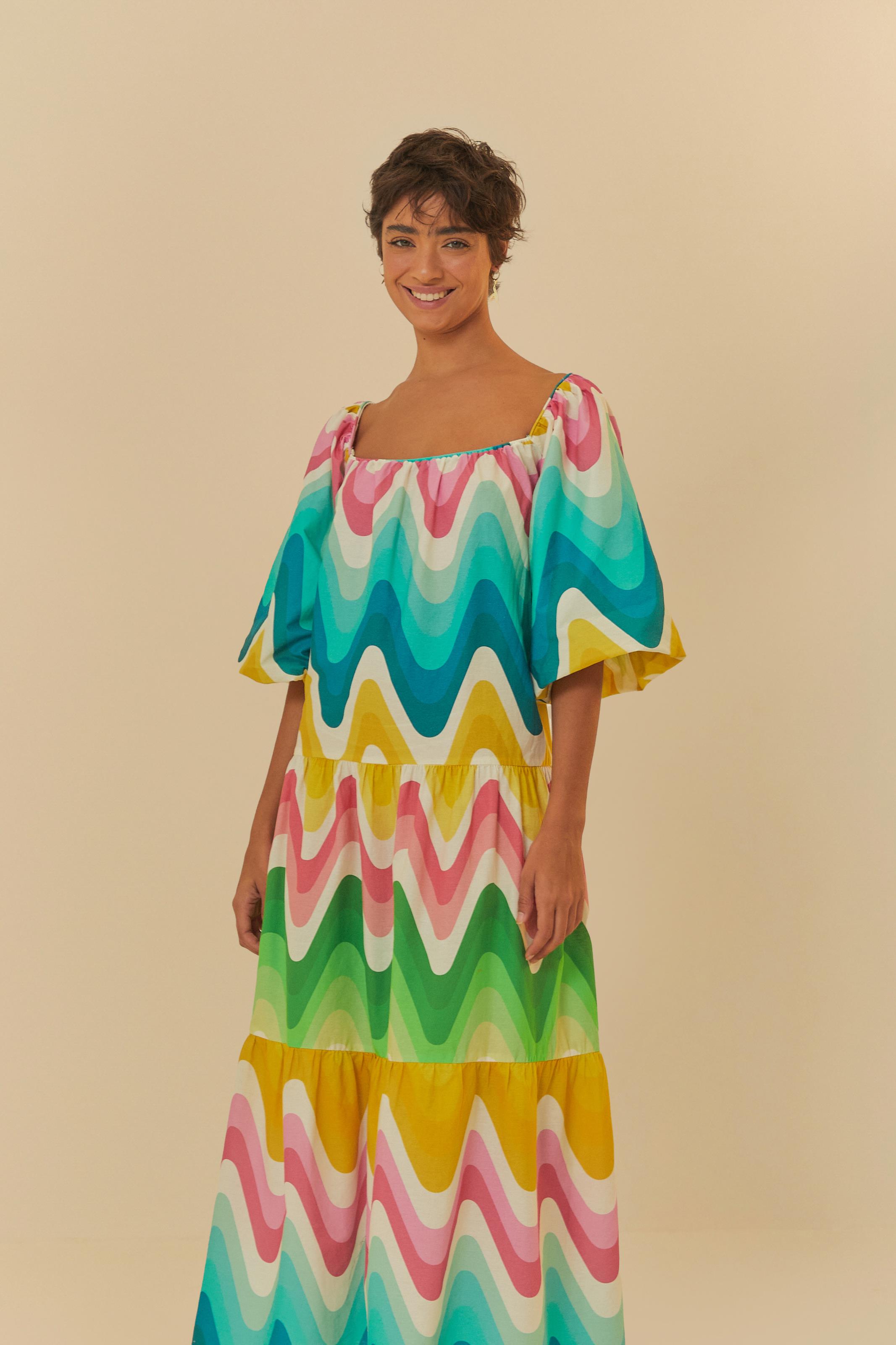 Vestido Cropped Estampado Onda Degradê