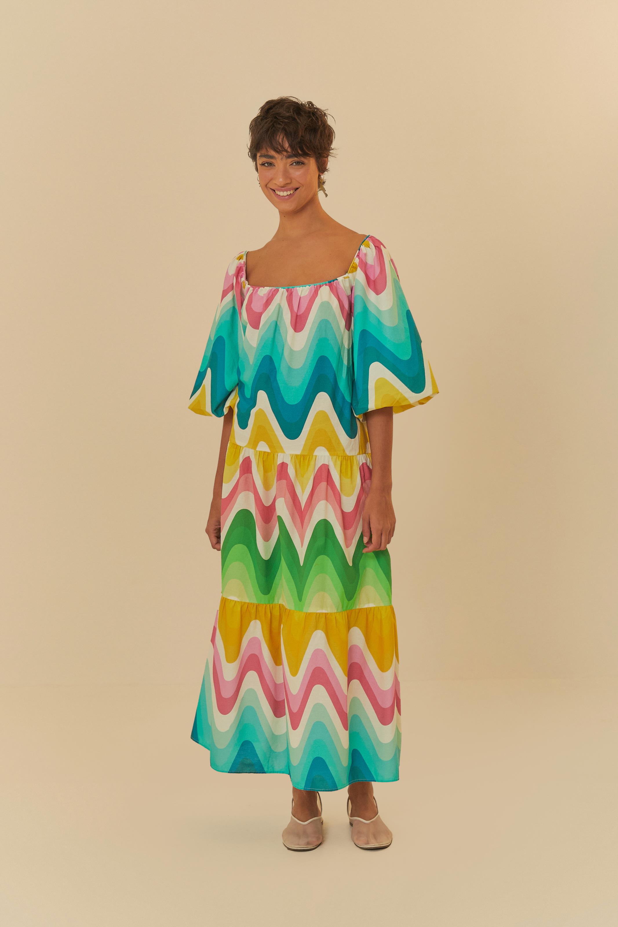 Vestido Cropped Estampado Onda Degradê