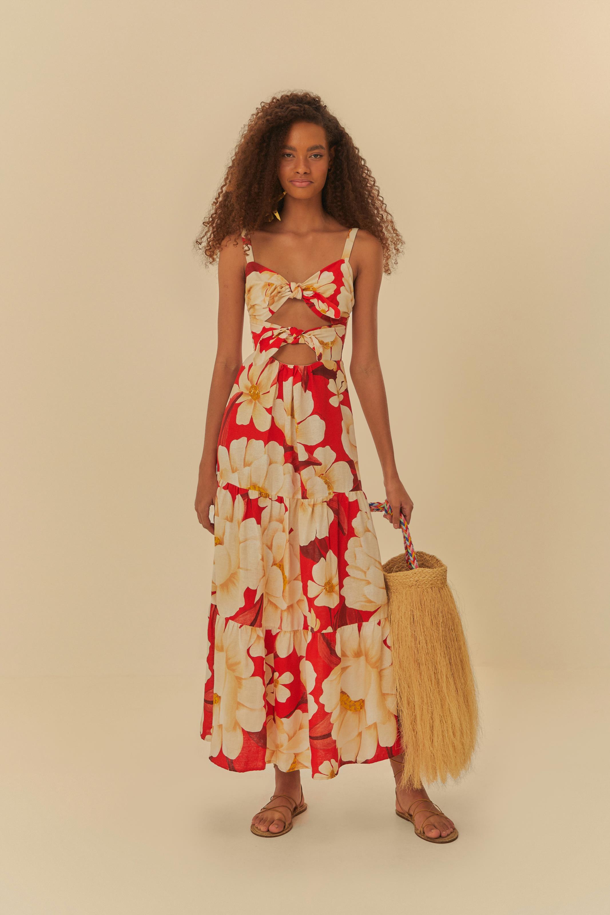 Vestido Amarração Estampado Chita Bella