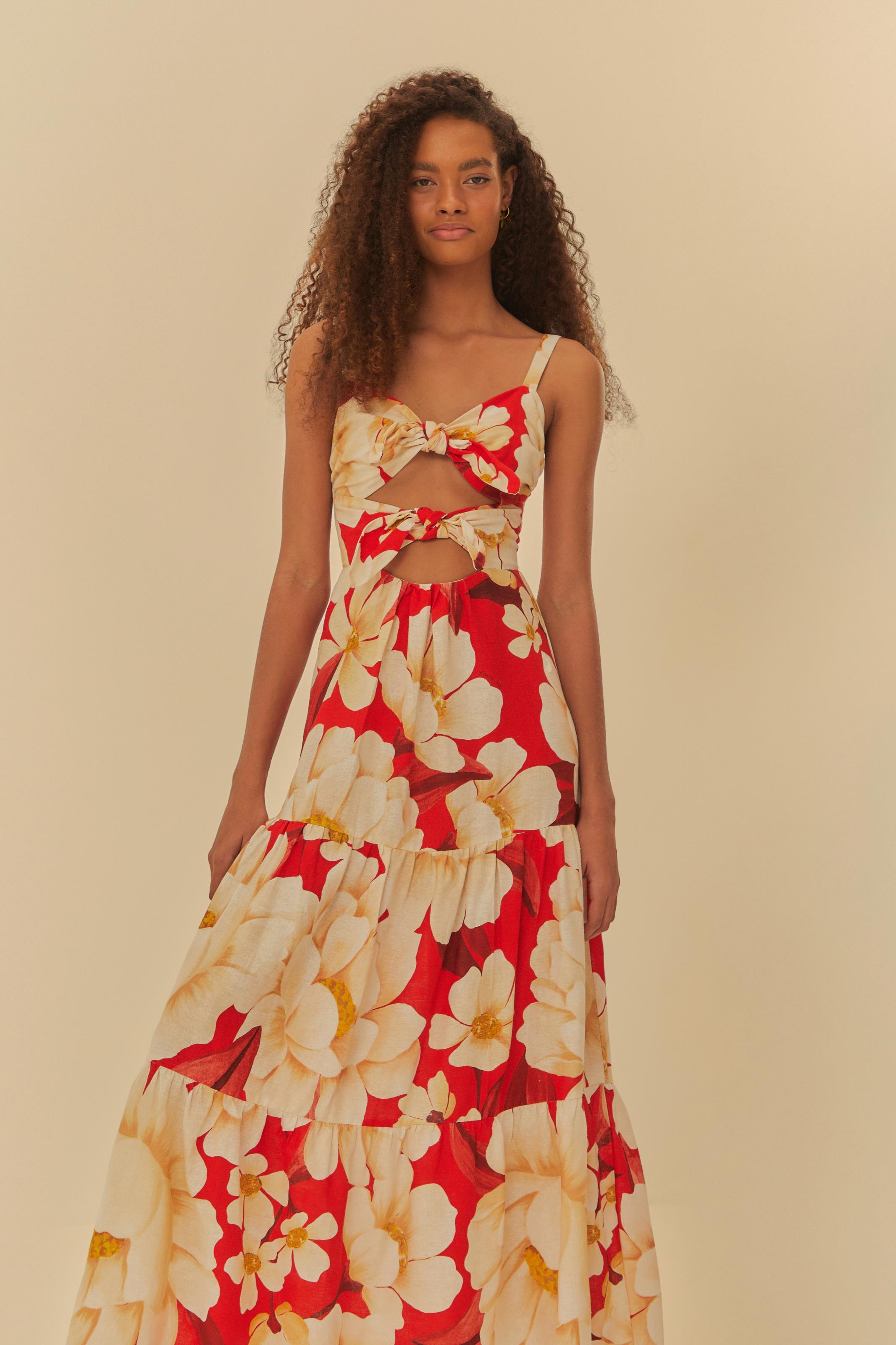 Vestido Amarração Estampado Chita Bella