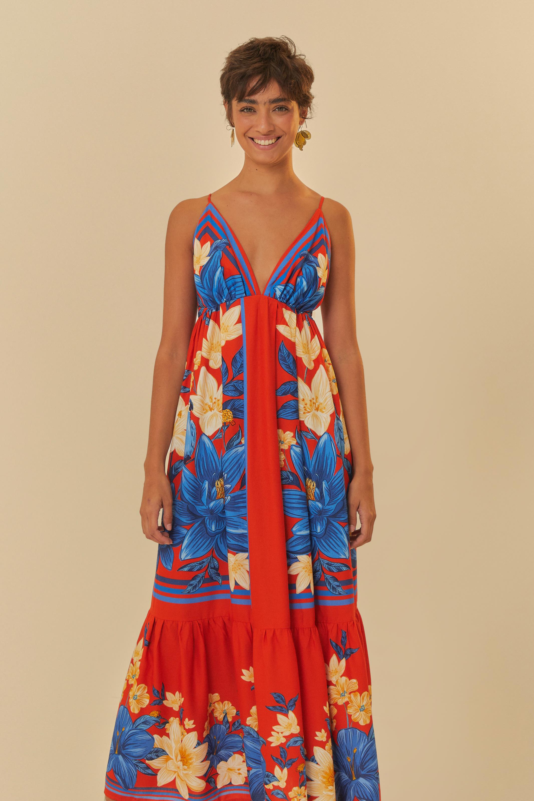 Vestido Cropped Estampado Lenço Ararajuba