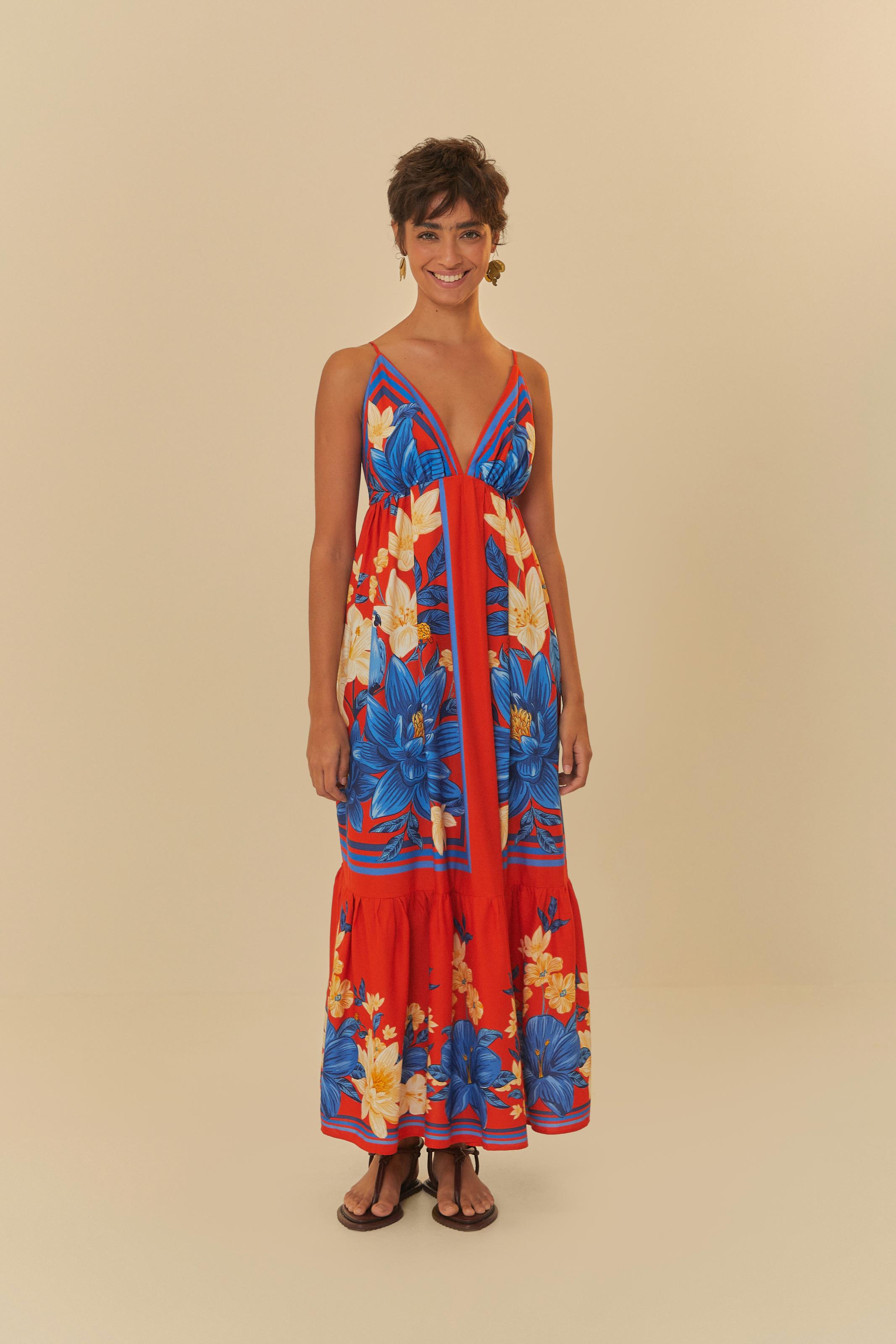 Vestido Cropped Estampado Lenço Ararajuba