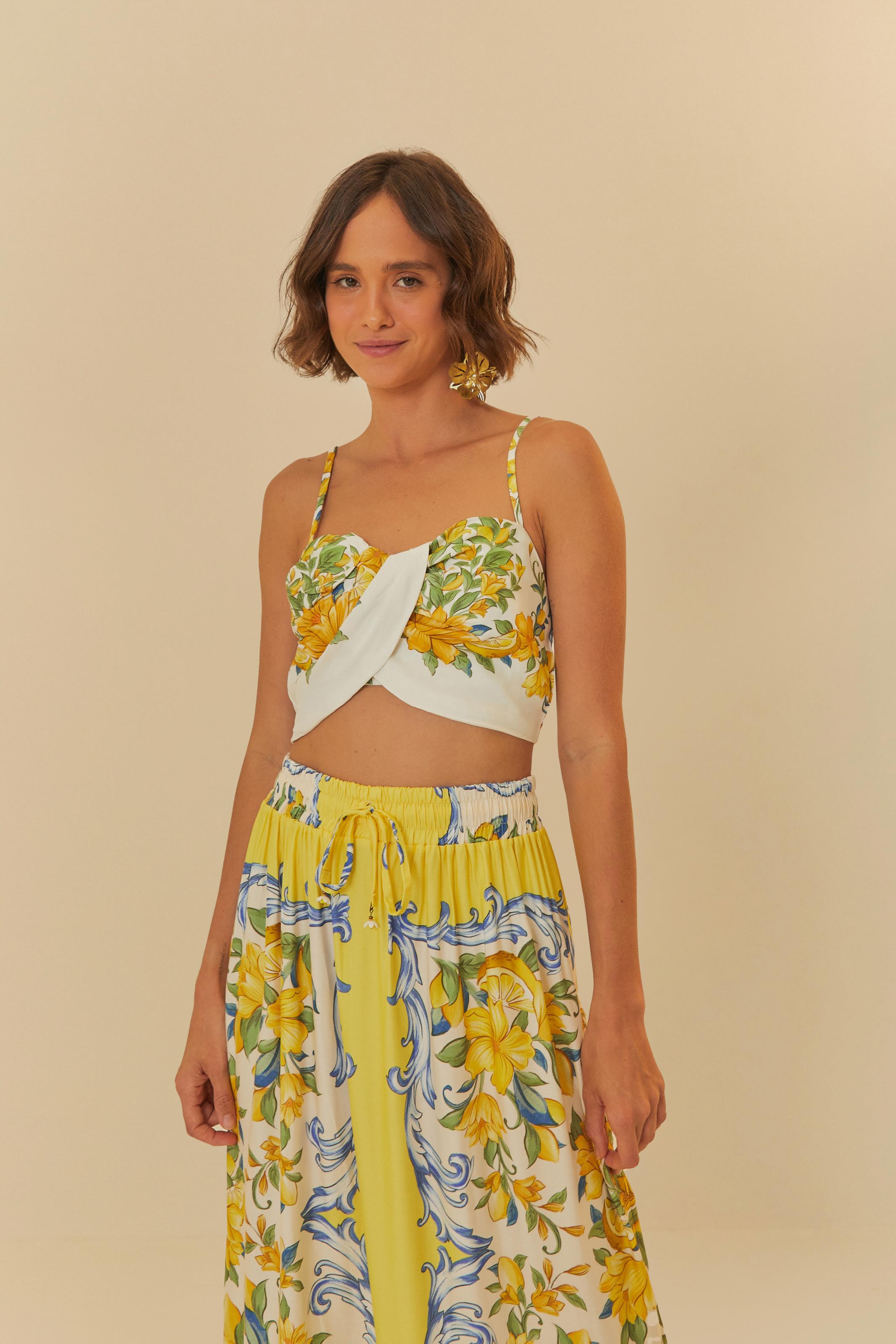 Top Ombros De Fora Estampado Sicília