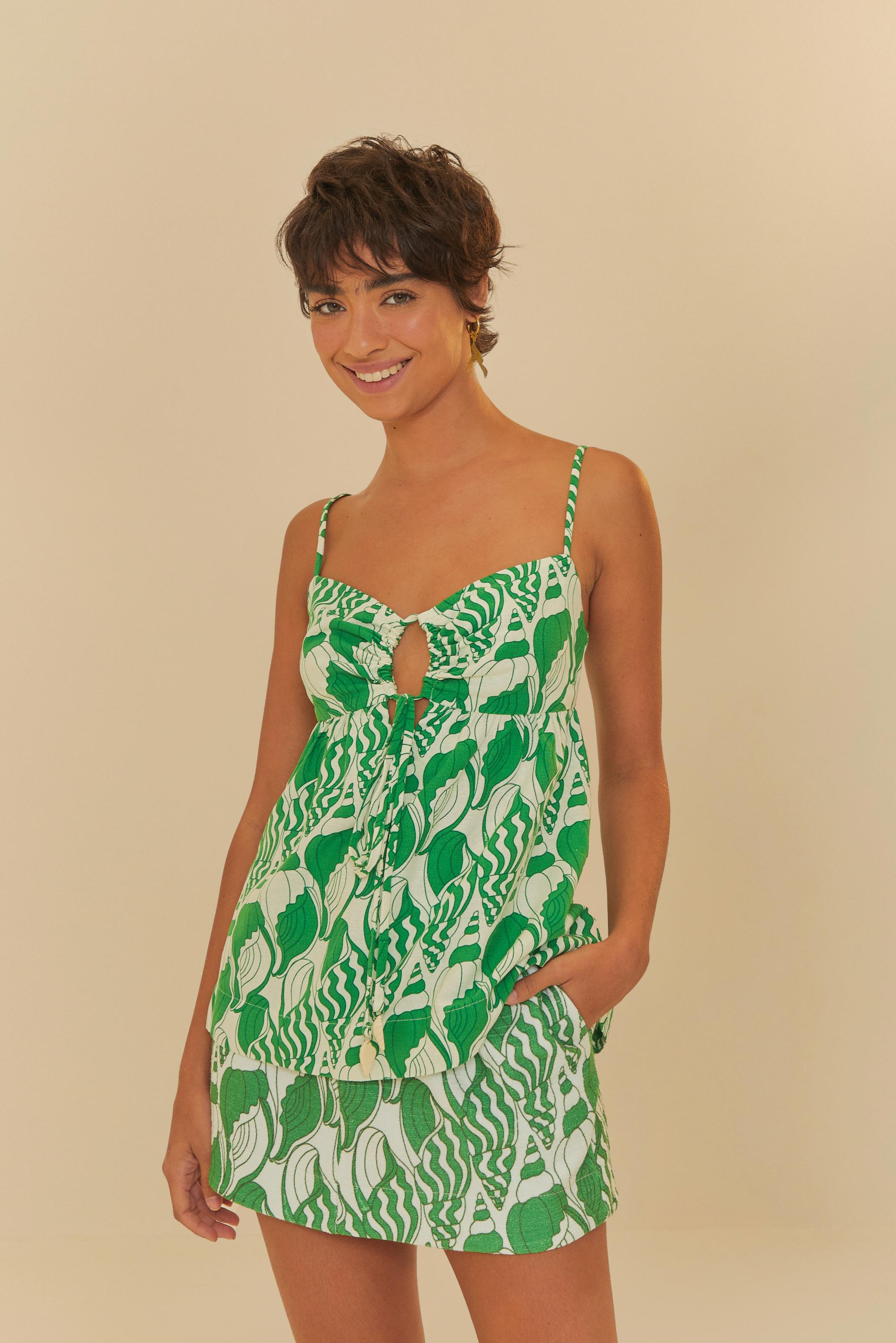 Saia Curta Estampada Concha Do Mar