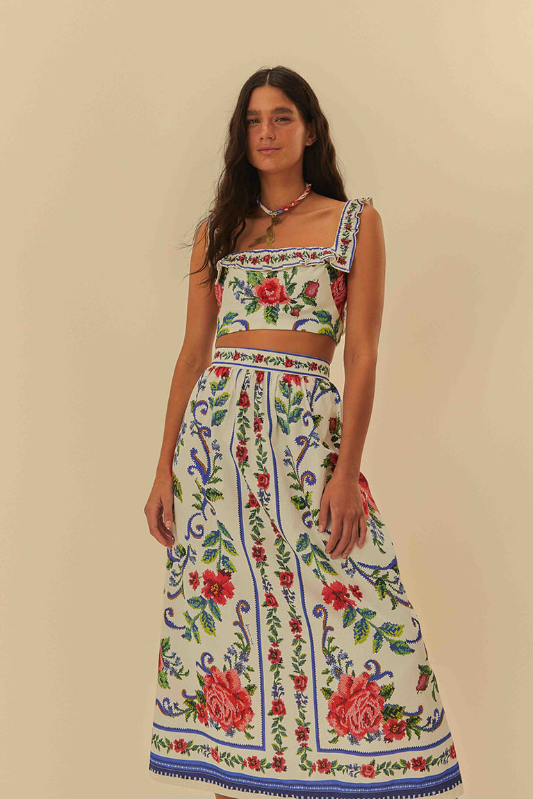 Saia Estampada Flor Realeza