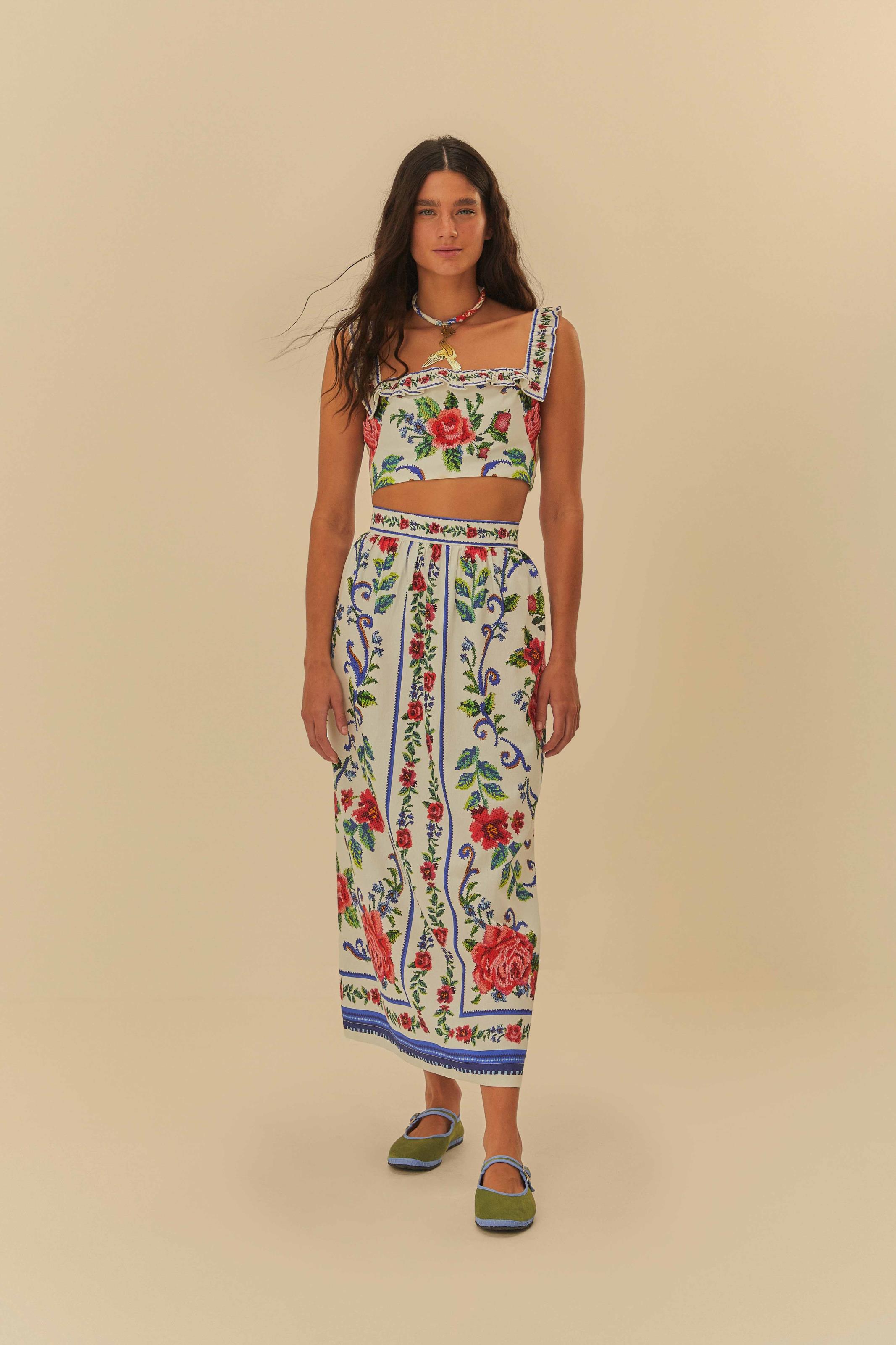 Saia Estampada Flor Realeza