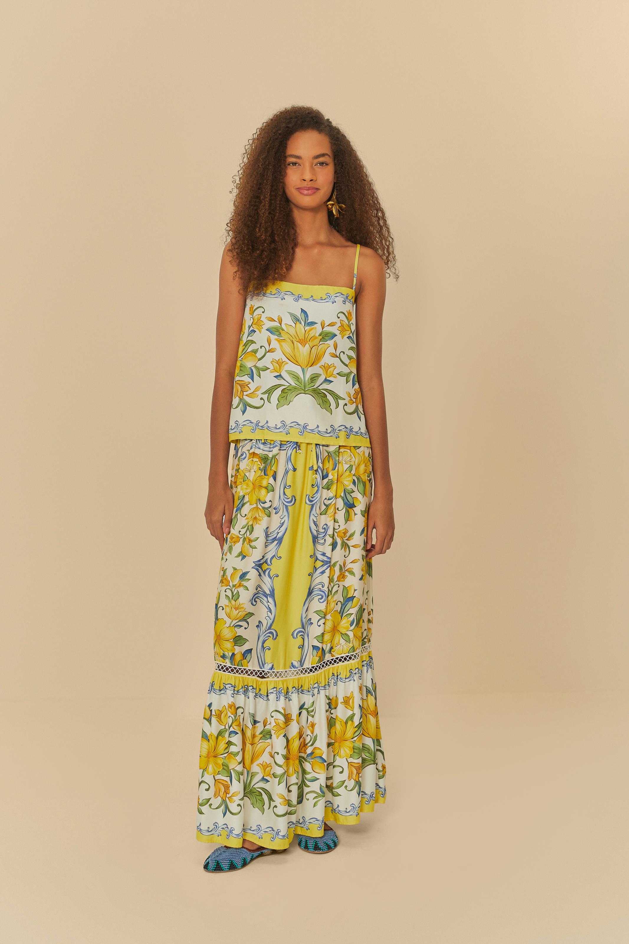 Saia Cropped Estampada Sicília Lenço