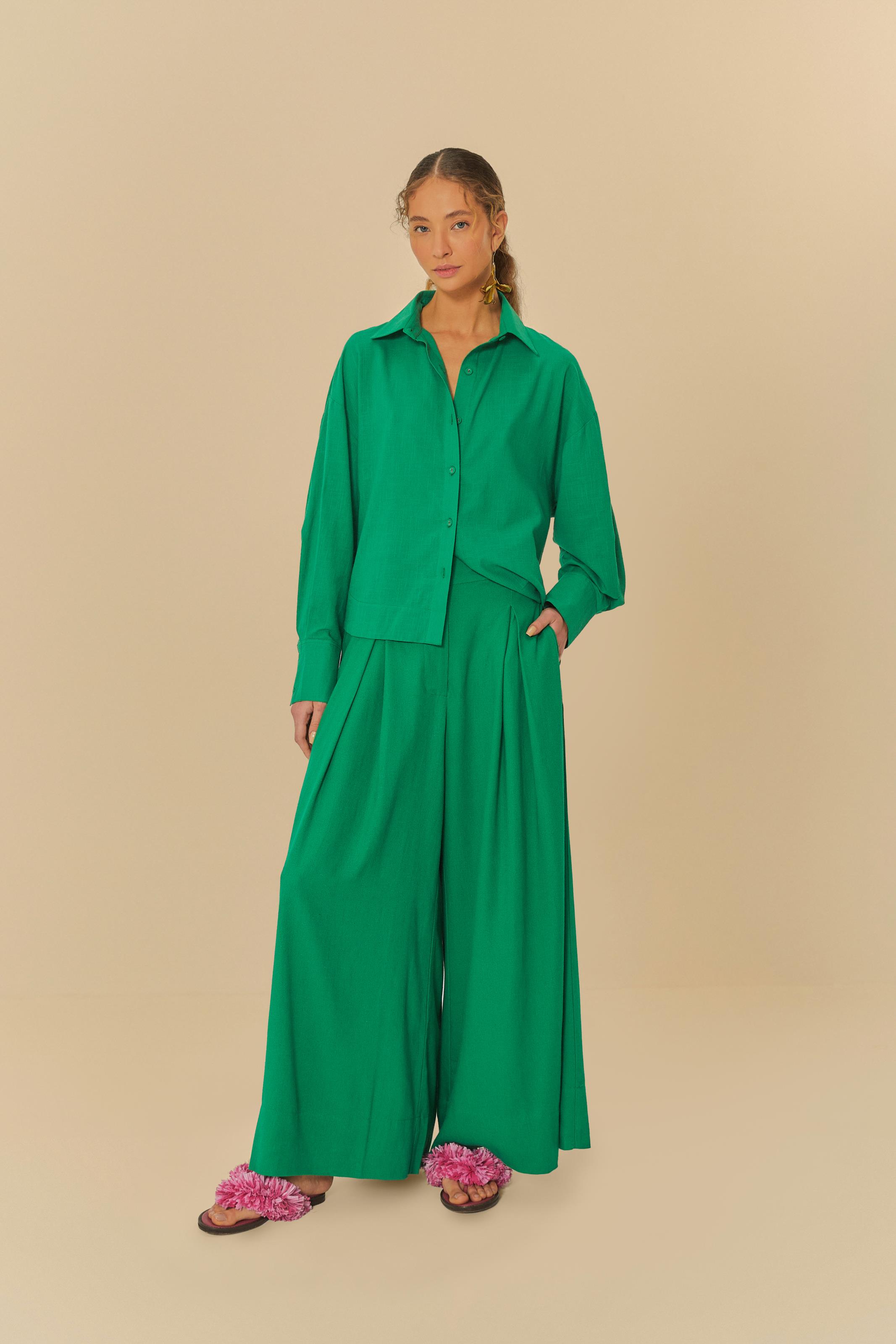 Calça Pantalona Pregas