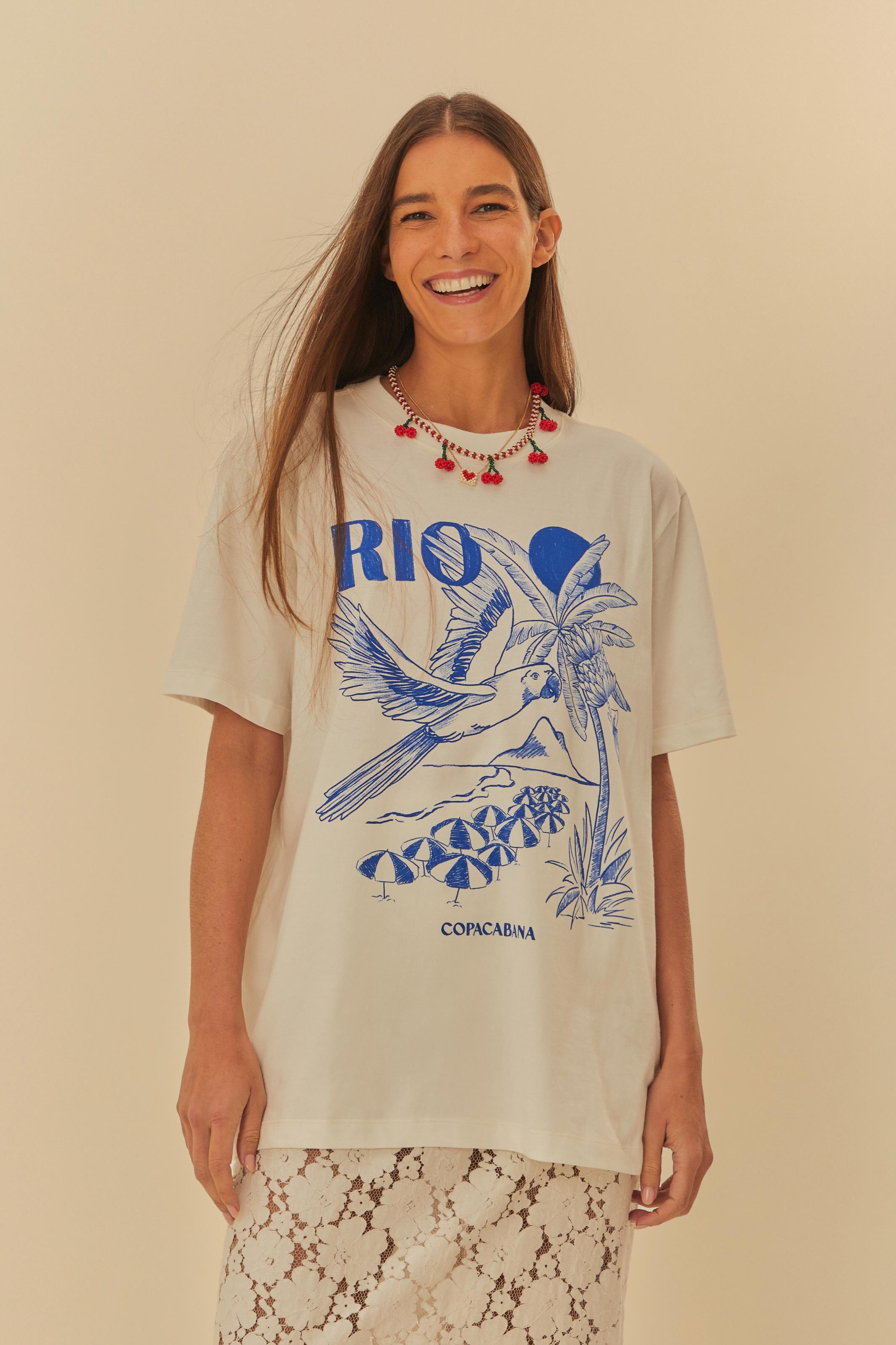 T-Shirt Media Estampada Rio Azul