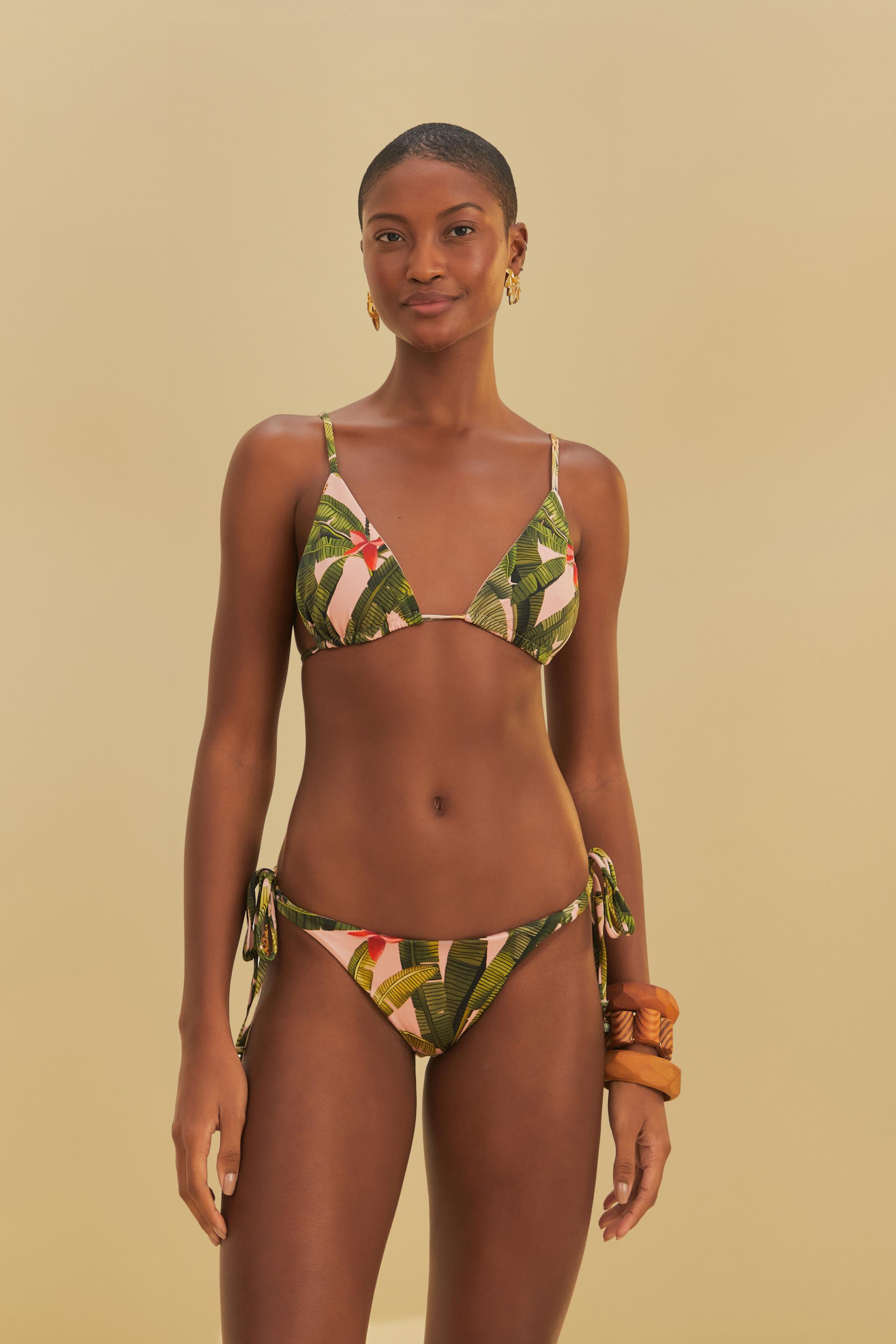 Biquíni Lacinho Estampado Banana Verde e Rosa