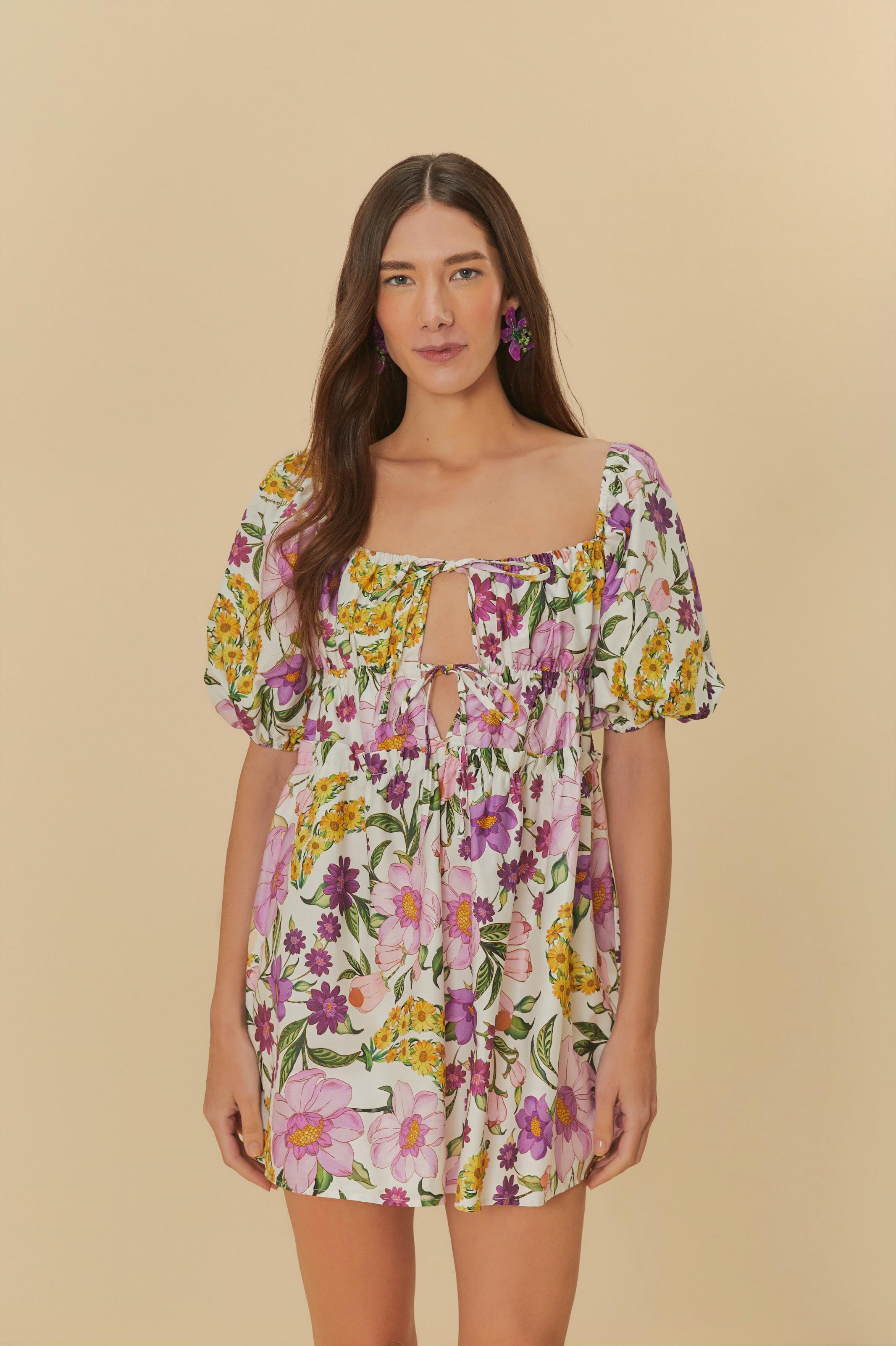 Vestido Curto Estampado Banana Flor