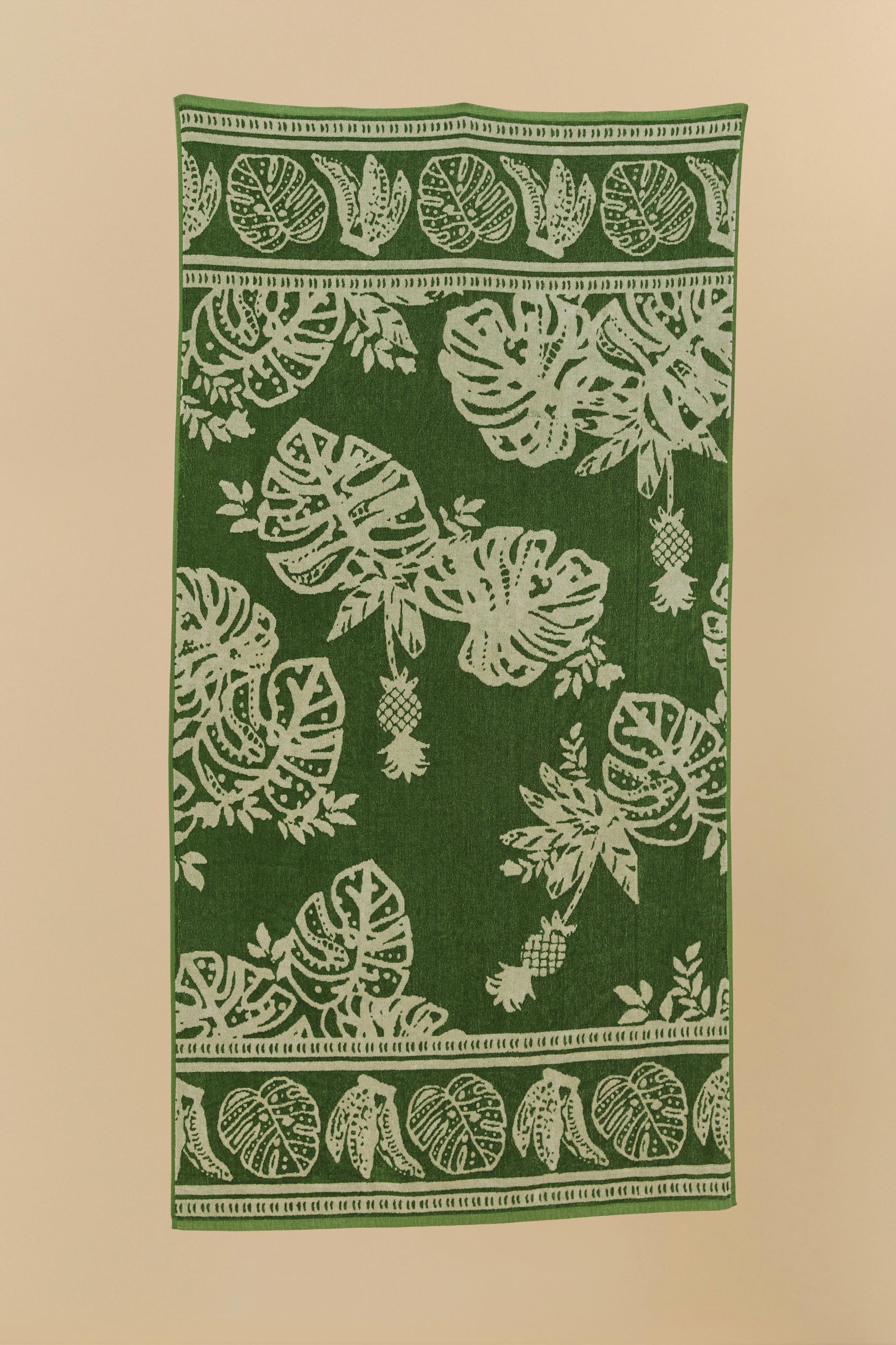 Toalha Jacquard Estampada Folha De Renda
