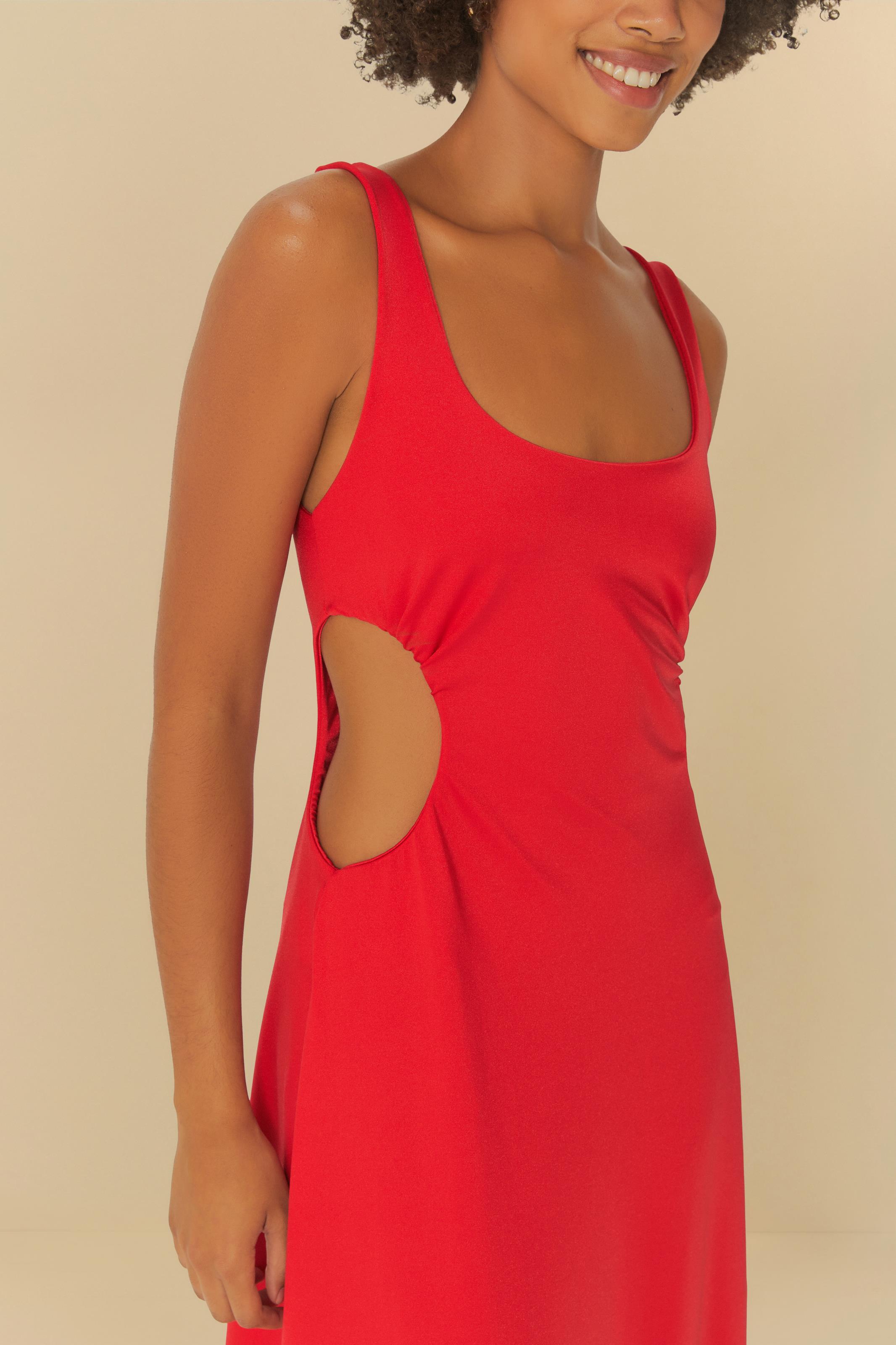 Vestido Cropped Vermelho Metalic