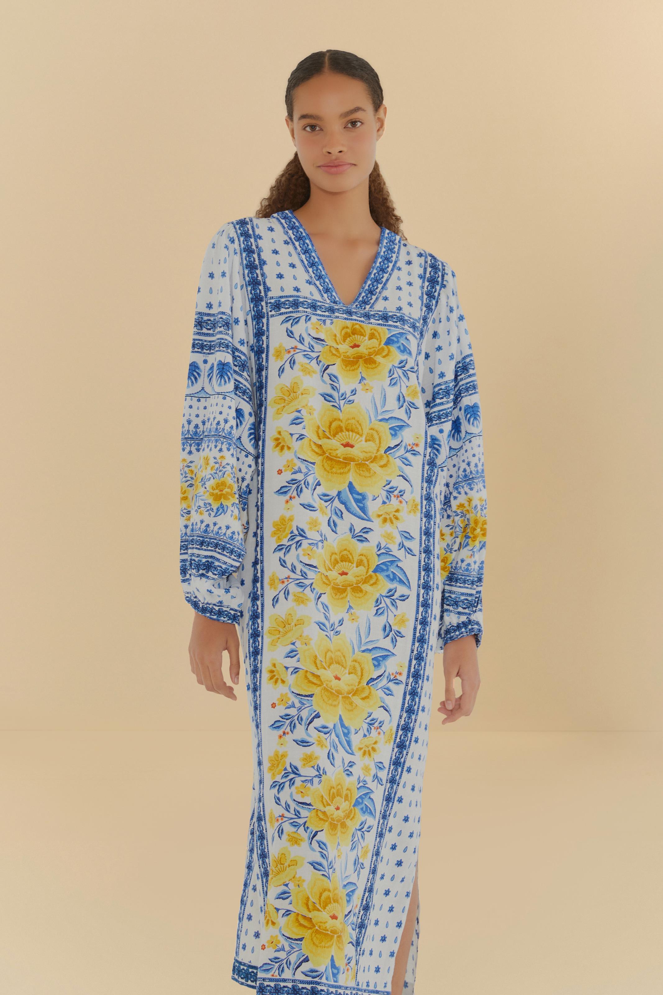 Vestido Cropped Estampado Azulina