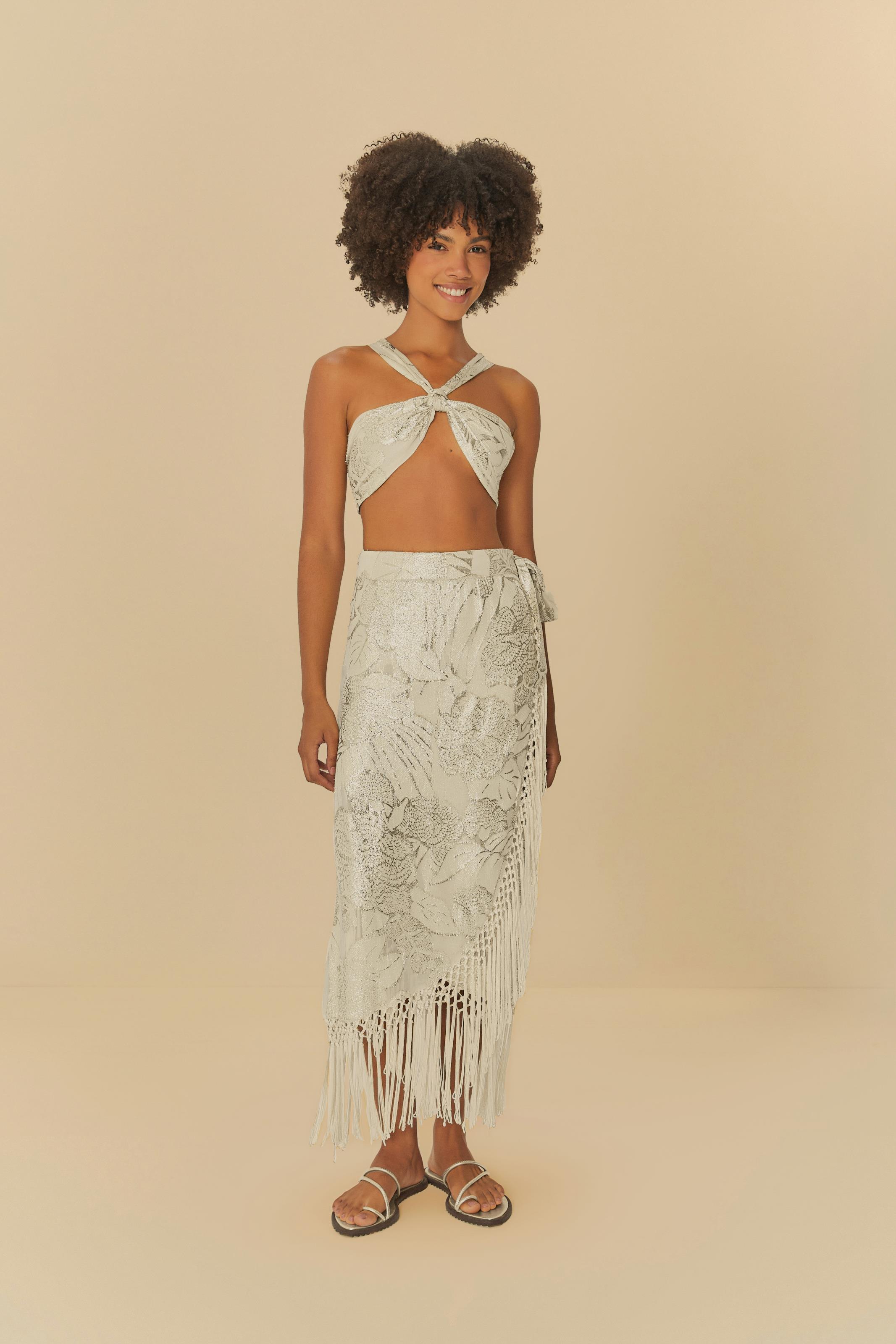 Saia Jacquard Com Franja