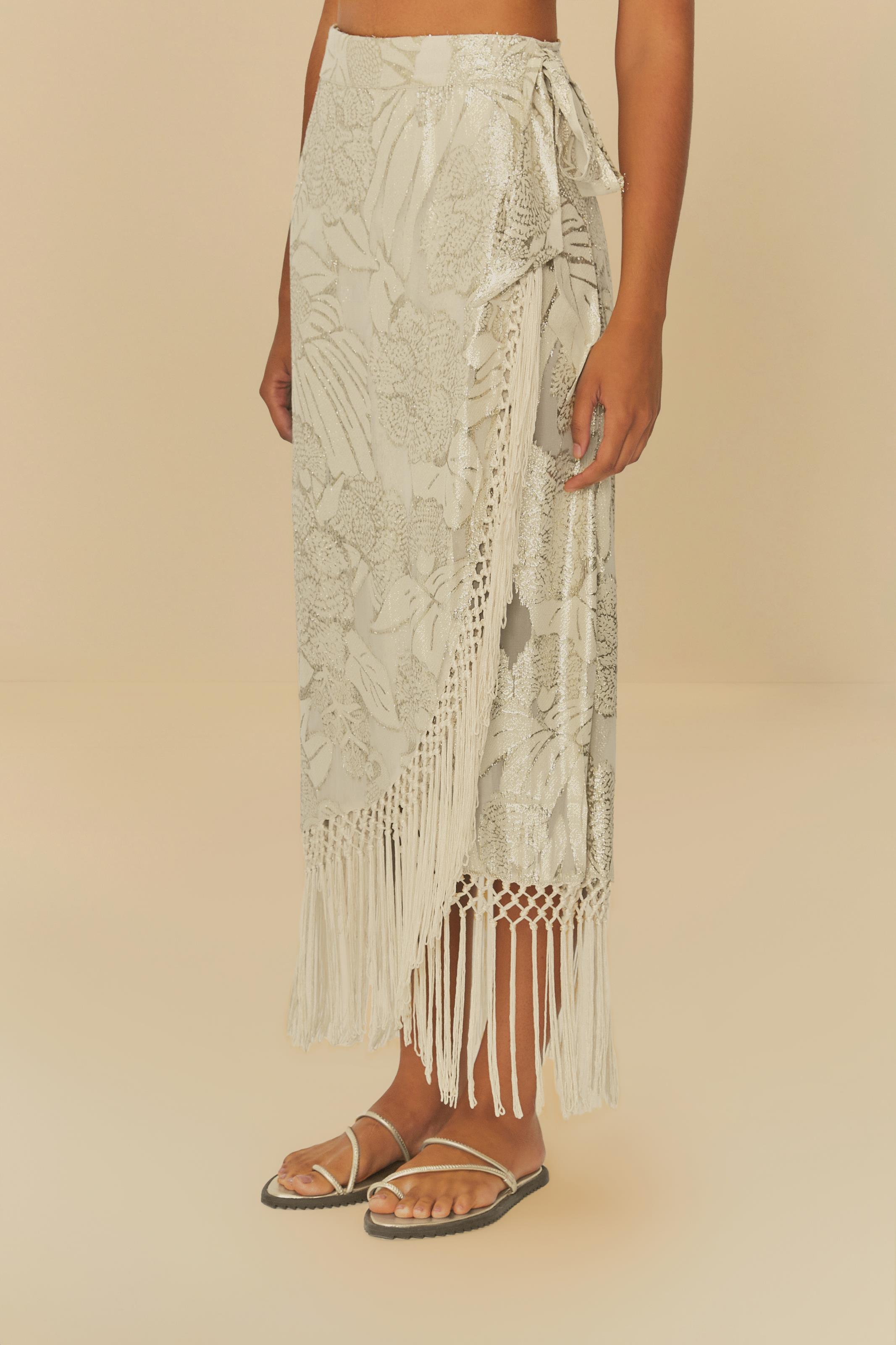 Saia Jacquard Com Franja