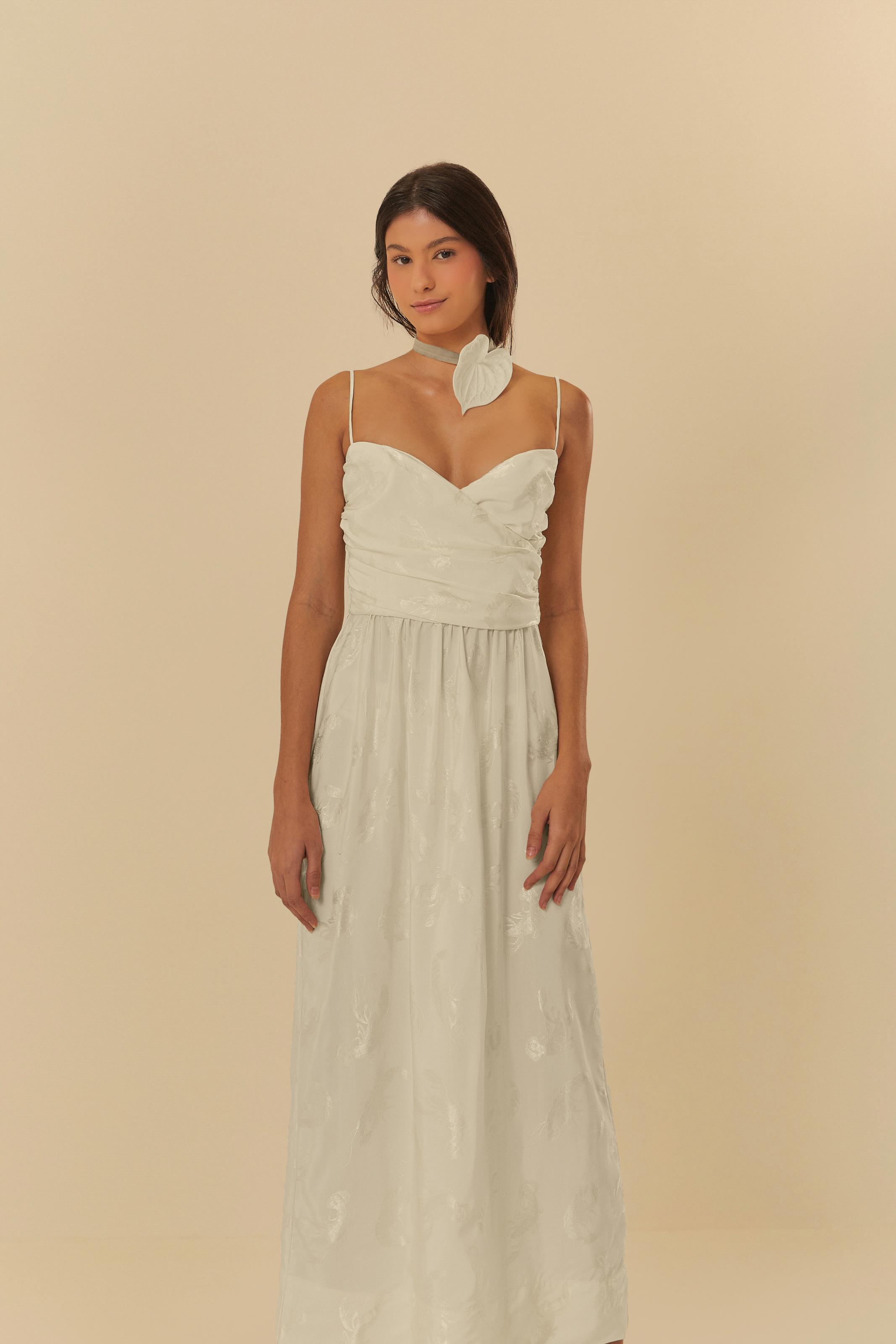 Vestido Longo Jacquard Lagosta