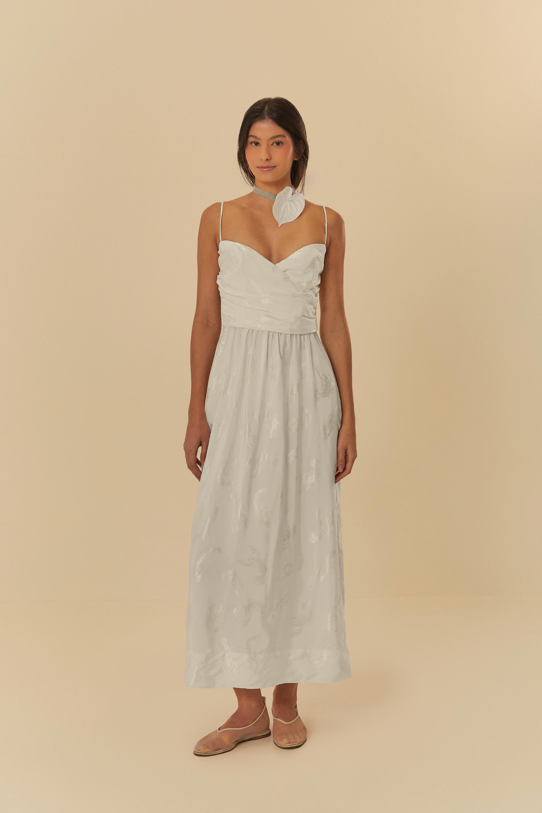 Vestido Longo Jacquard Lagosta