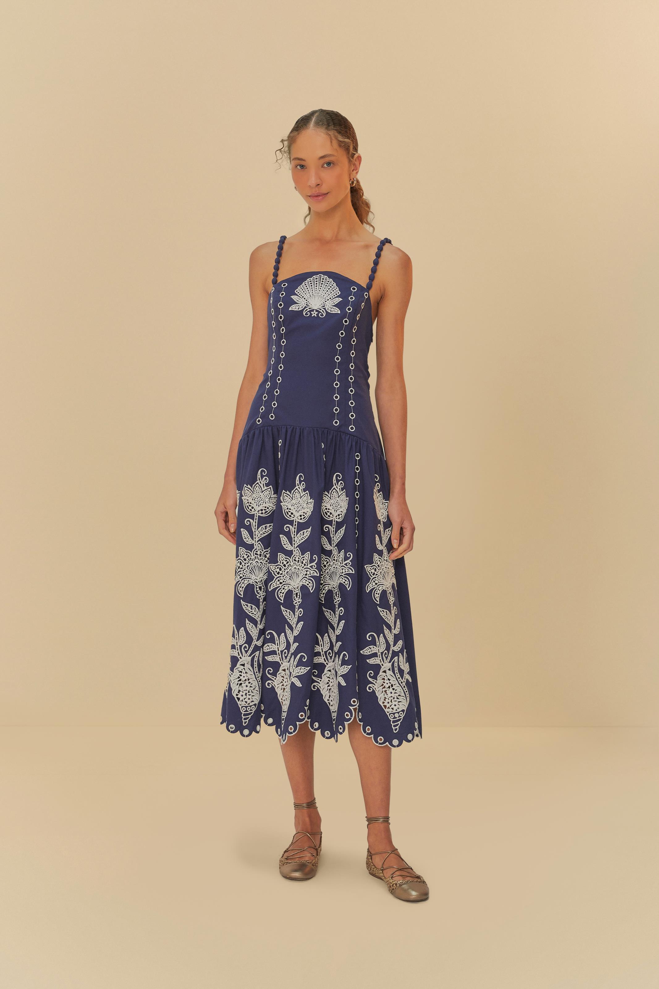 Vestido Bordado  Estampado Antônia