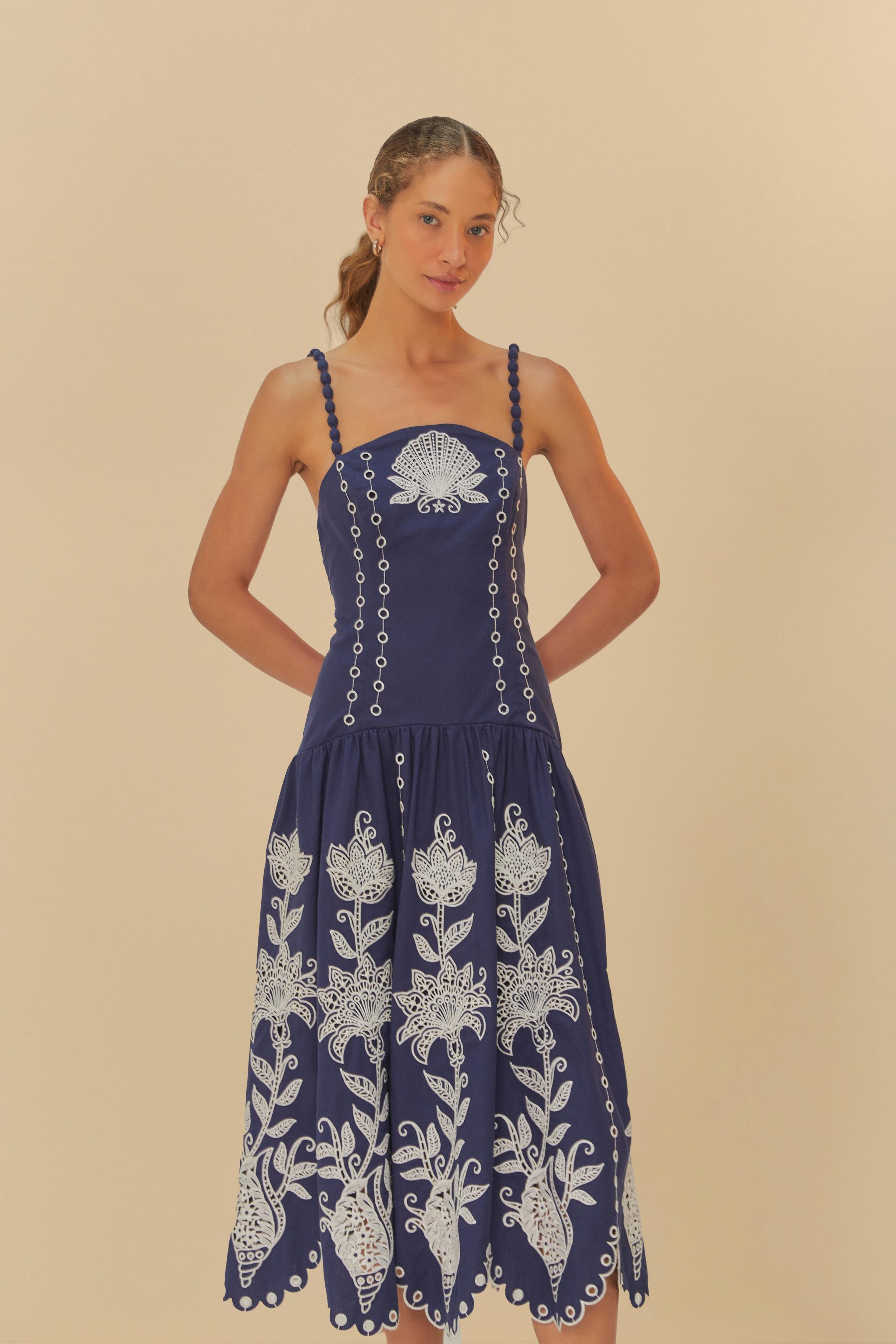 Vestido Bordado  Estampado Antônia