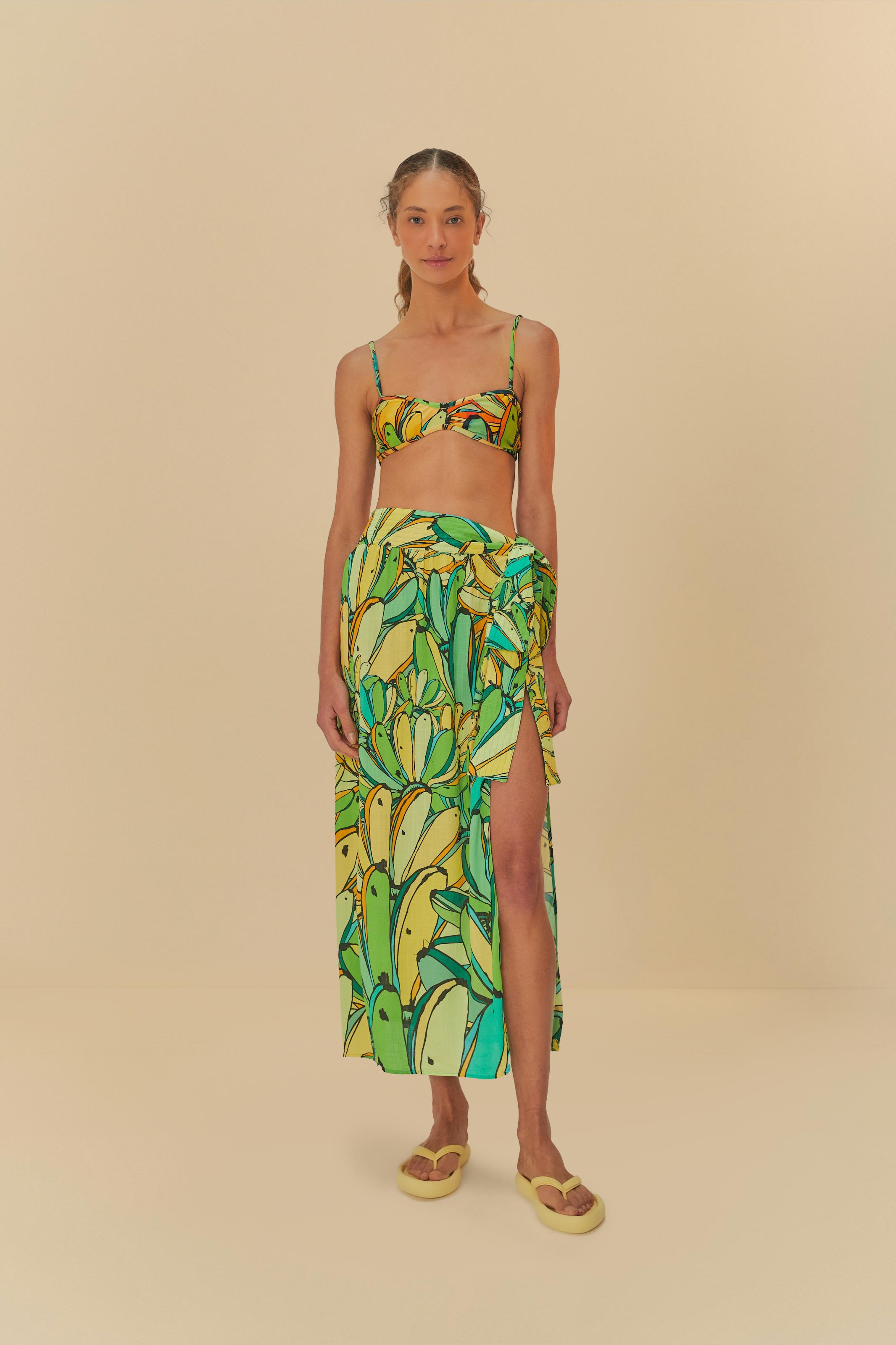 Saia Midi Estampada Brazil Banana
