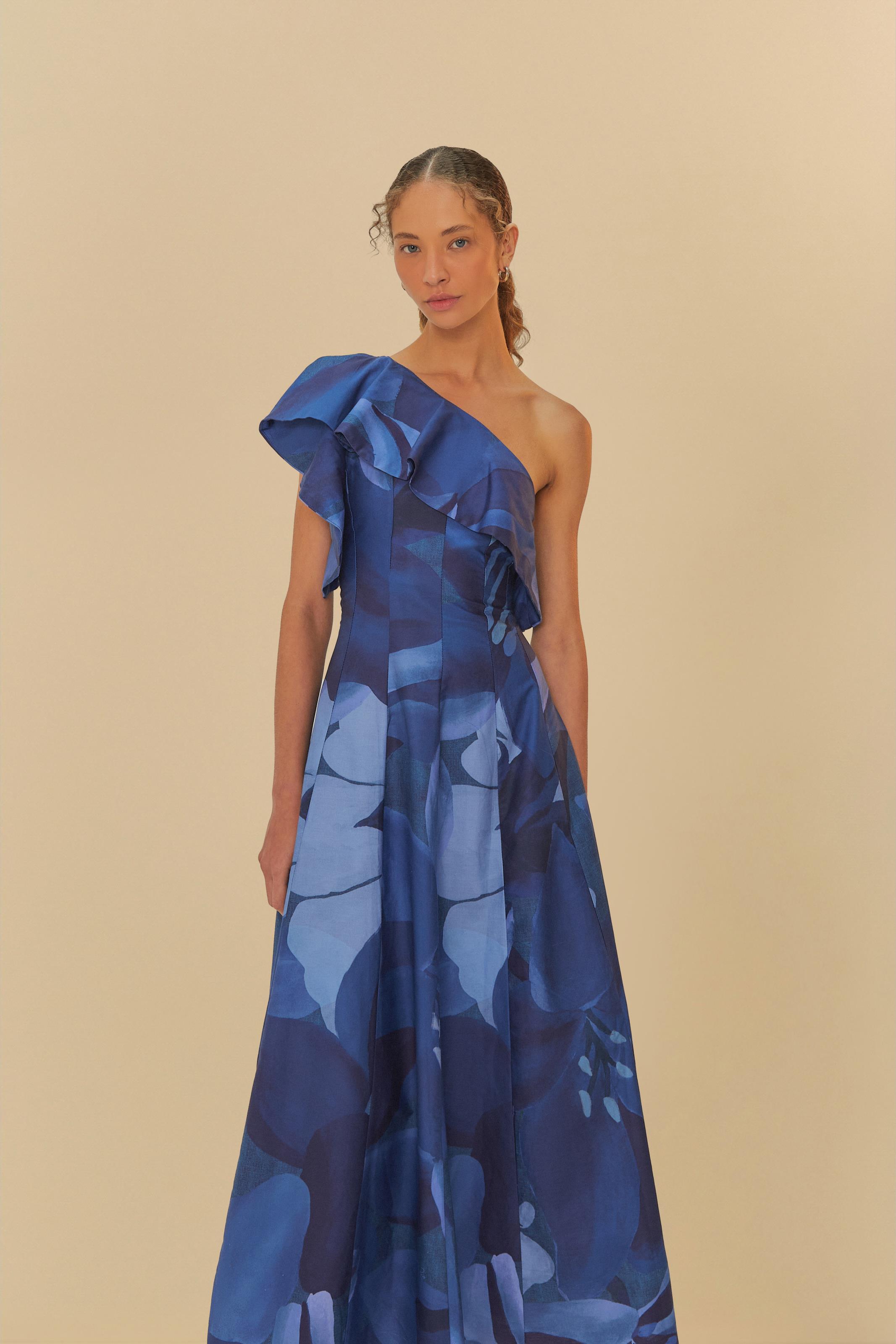 Vestido Ombro Só Estampado Aquarela Floral