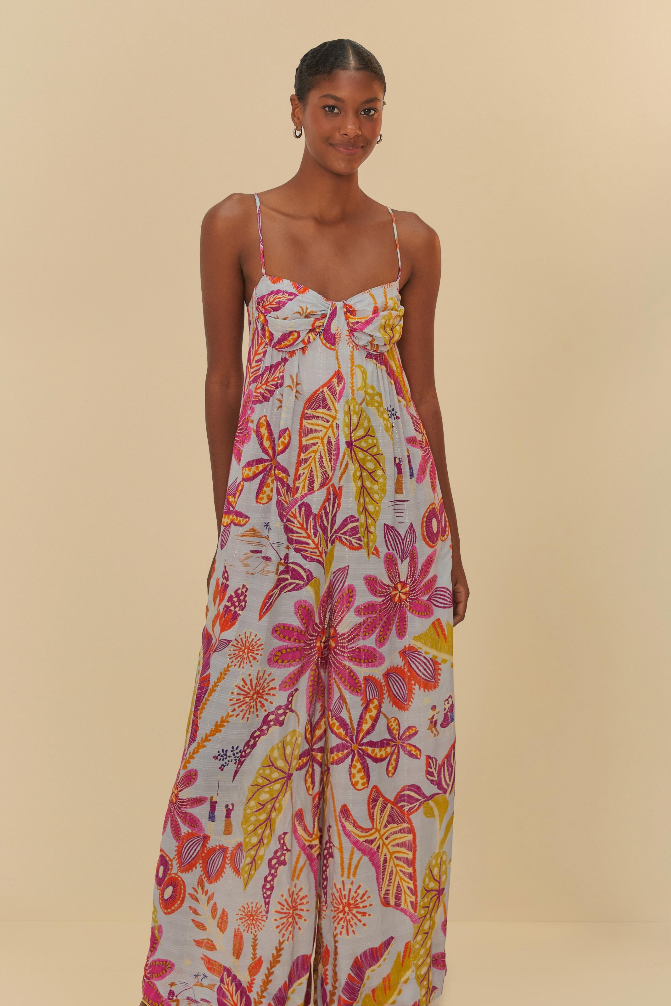 Macacão Pantalona Estampado Floresta De Sonho