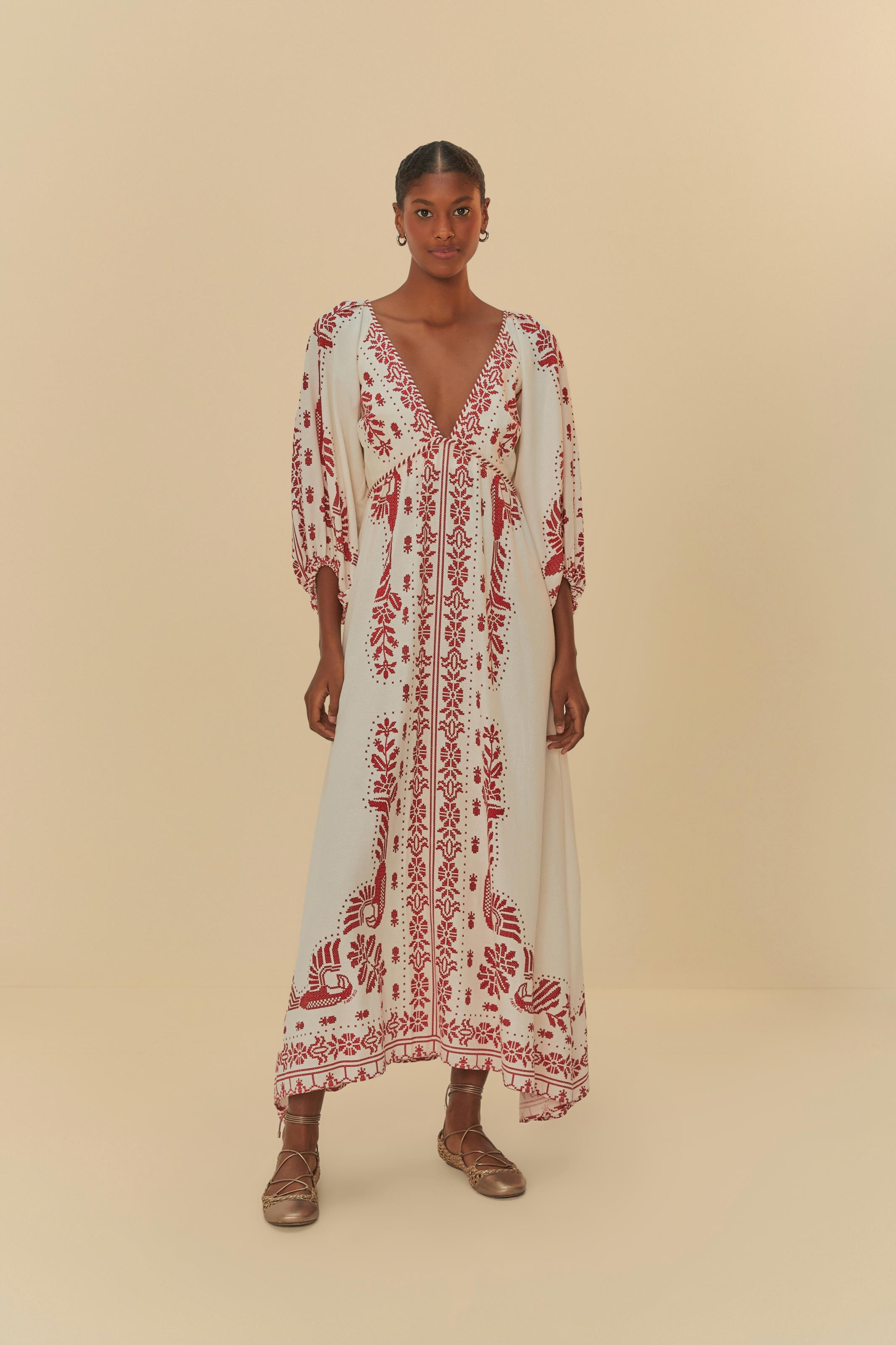 Vestido Longo Estampado Relicário Tropical