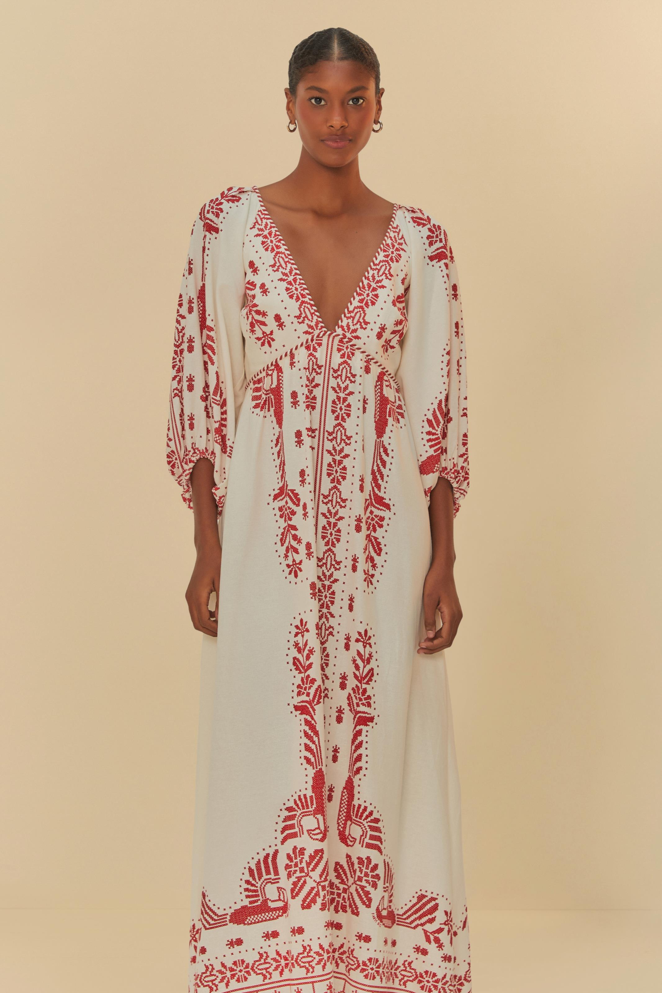 Vestido Longo Estampado Relicário Tropical