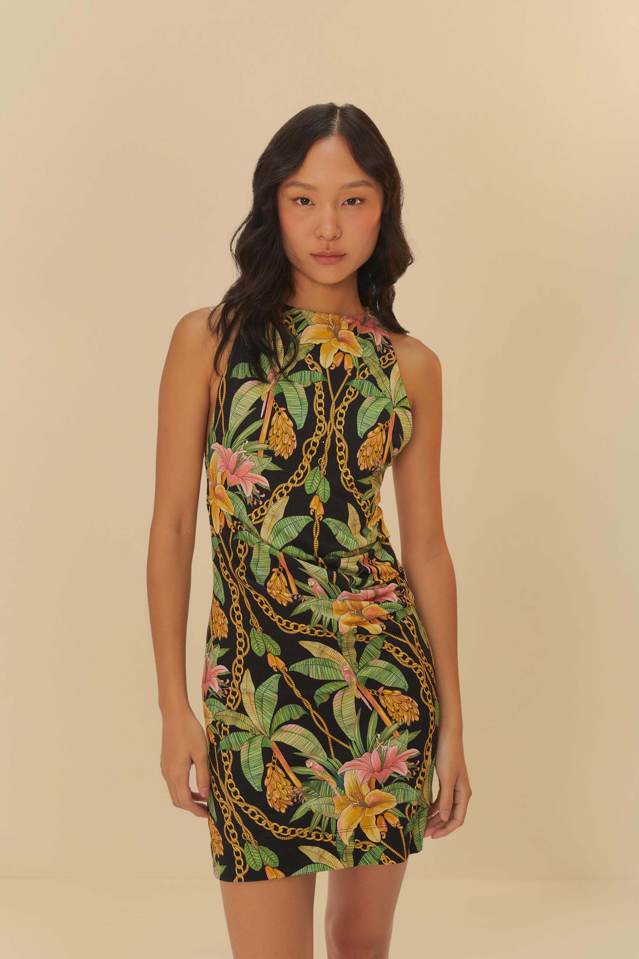 Vestido Curto Estampado Paraíso Tropical