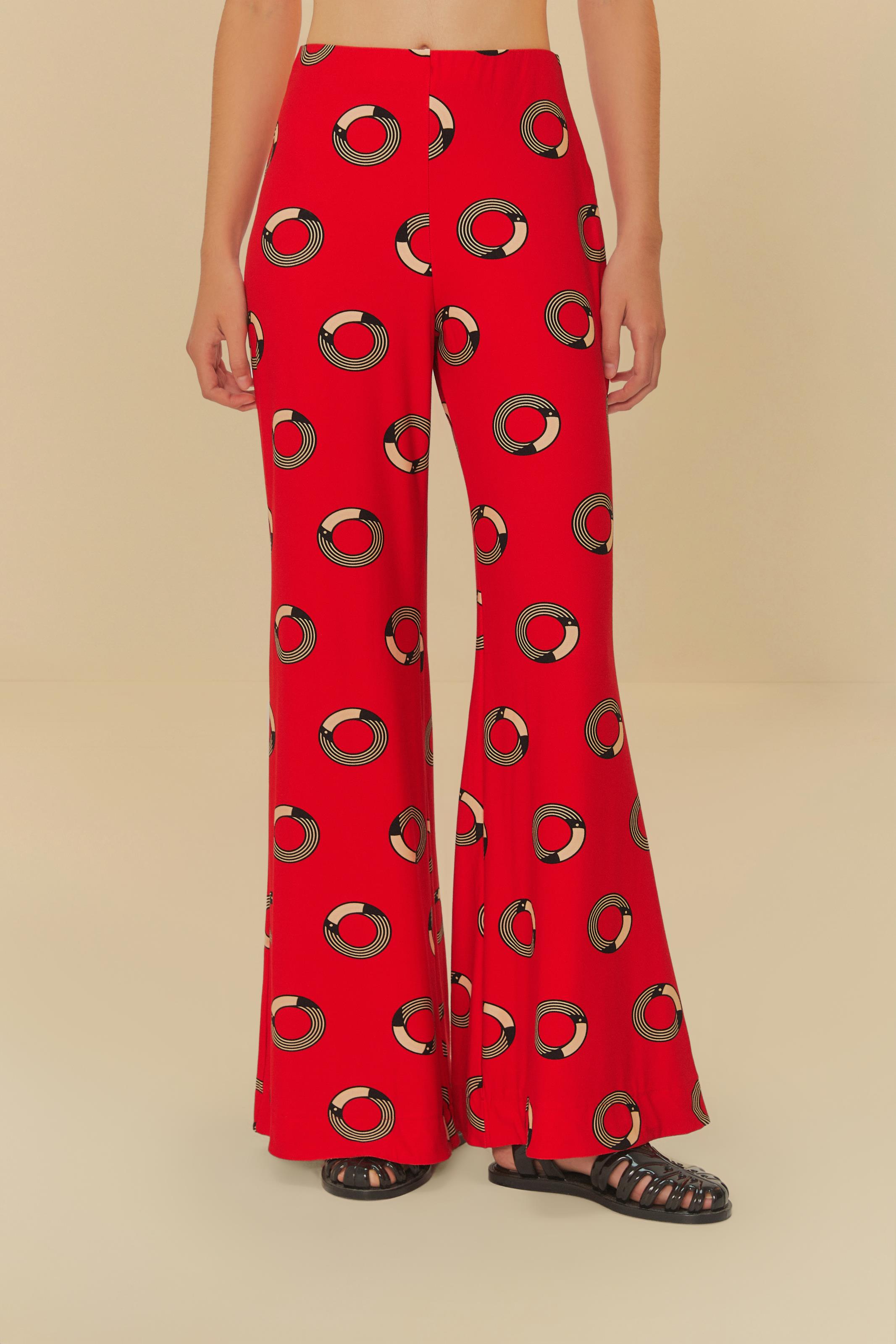 Calça Flare Estampada Tuca Poá