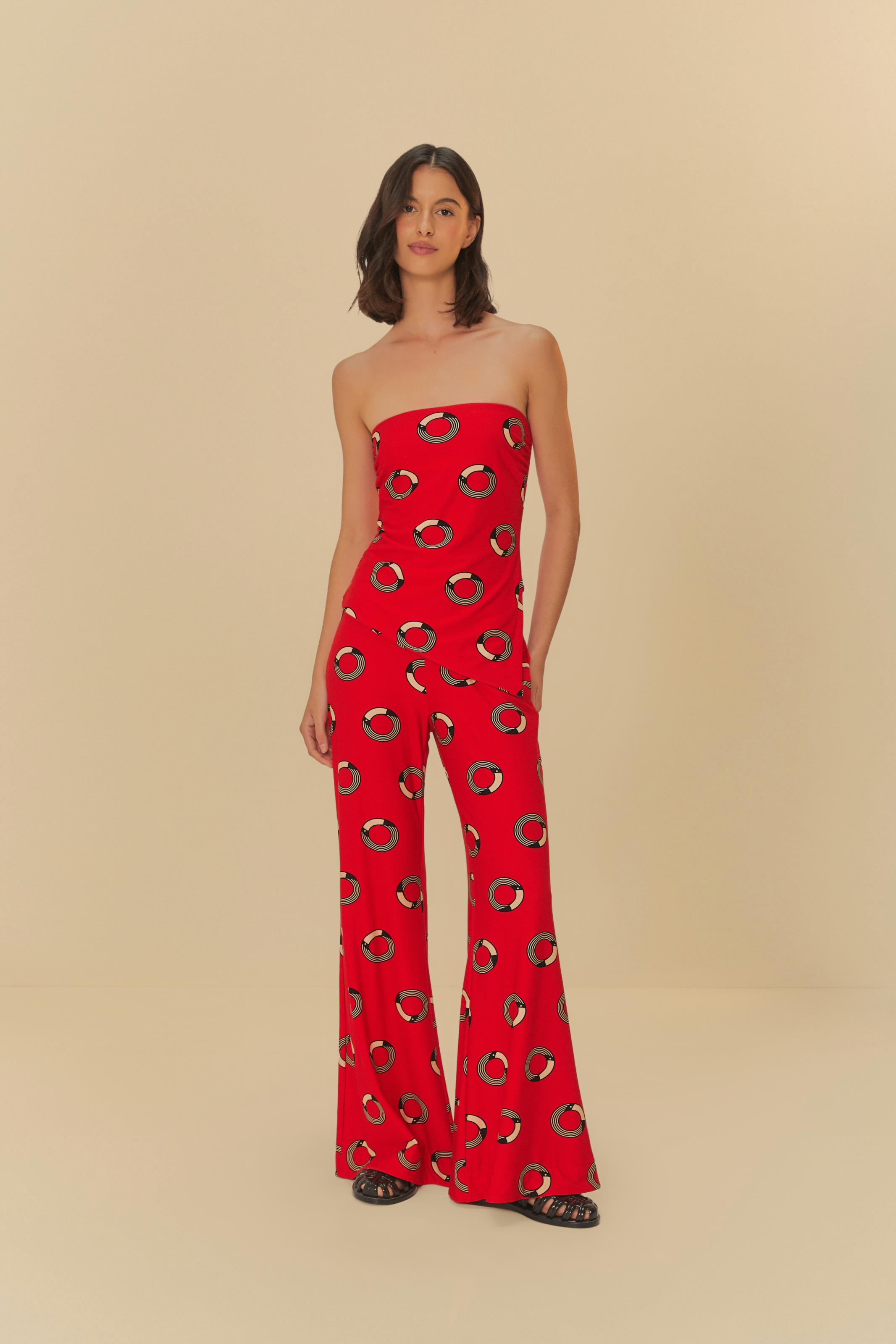 Calça Flare Estampada Tuca Poá