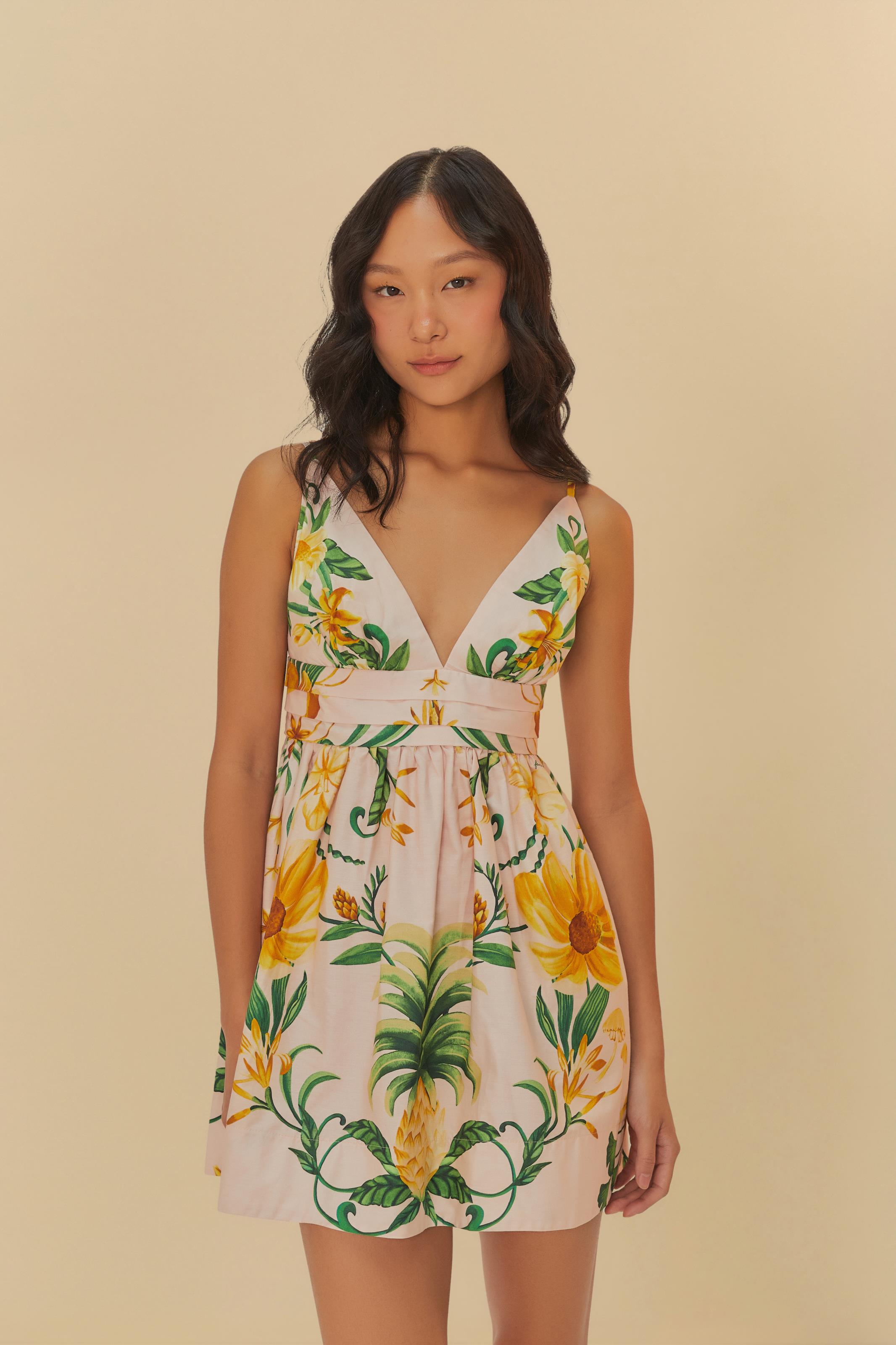 Vestido Curto Estampado Beleza De Abacaxi