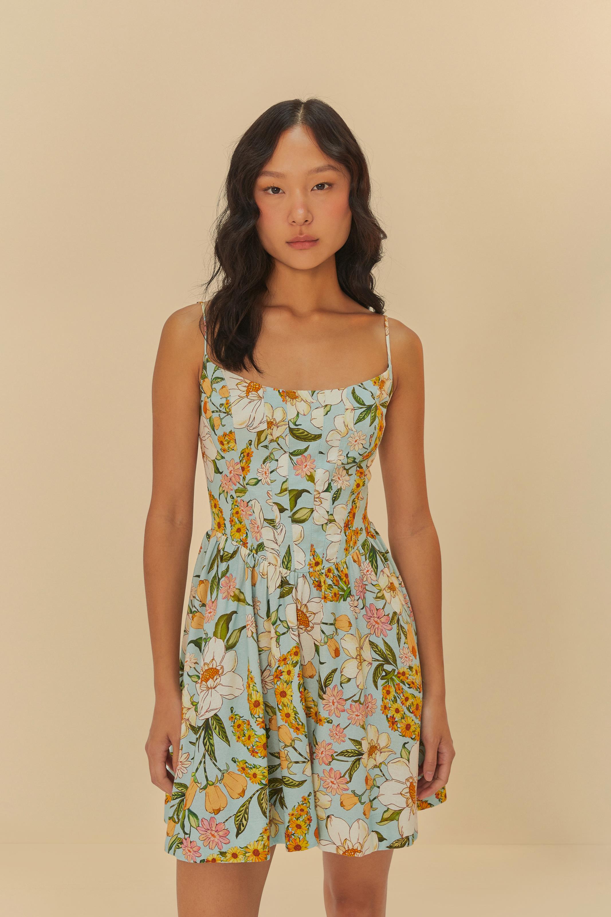 Vestido Curto Estampado Banana Flor
