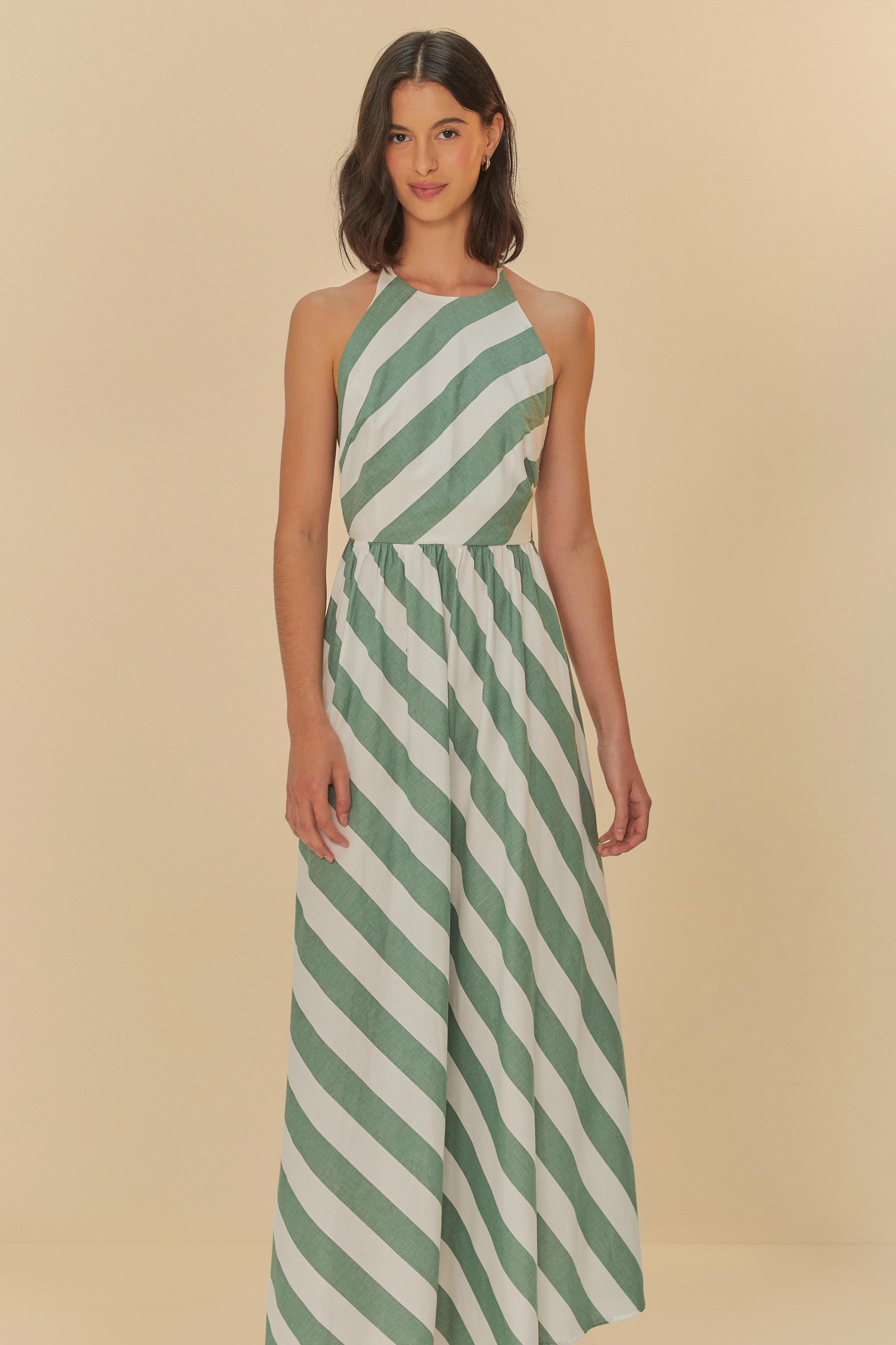 Vestido Frente Única Estampado Mistura De Listra