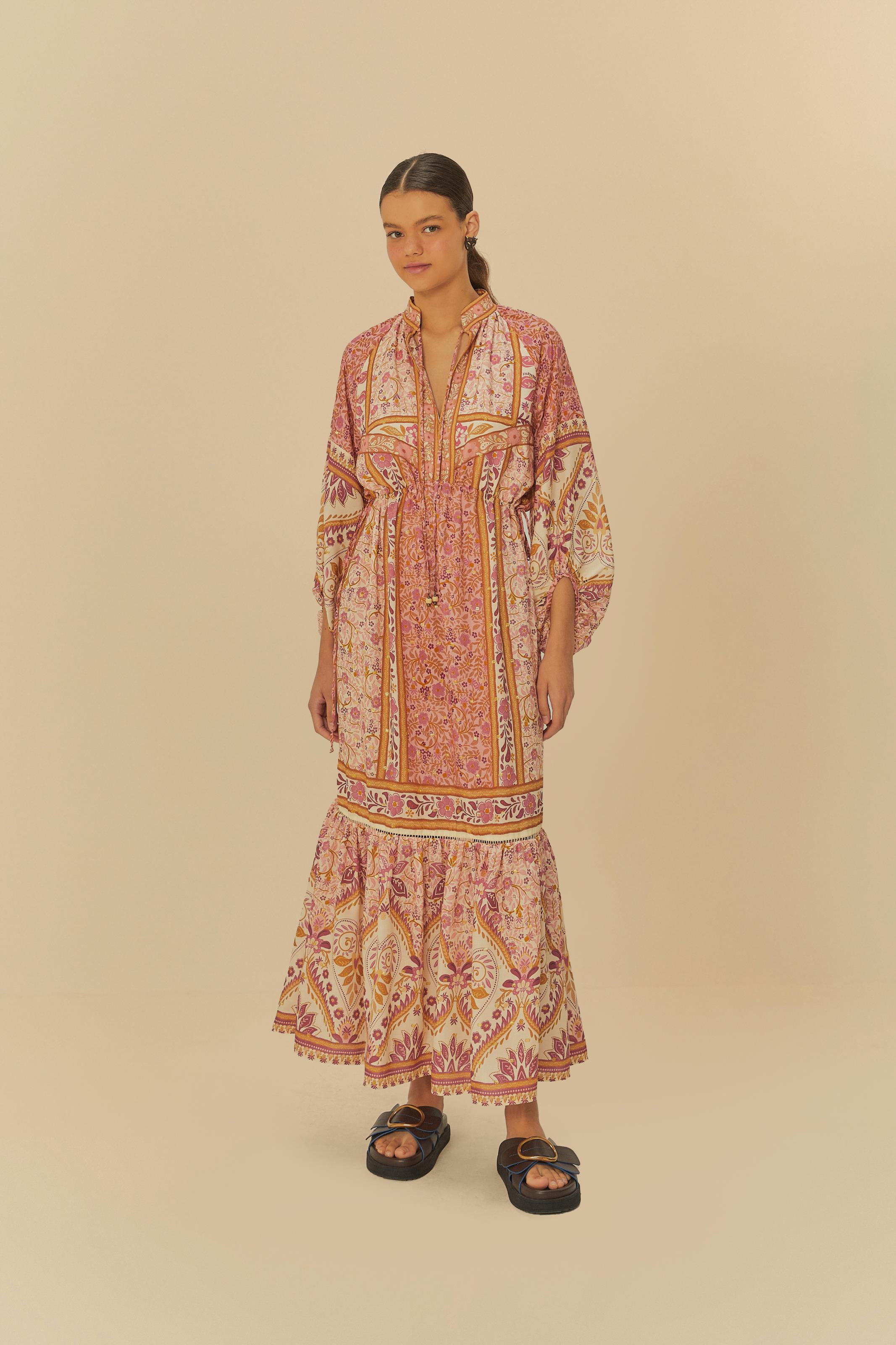 Vestido Longo Estampado No Meu Jardim