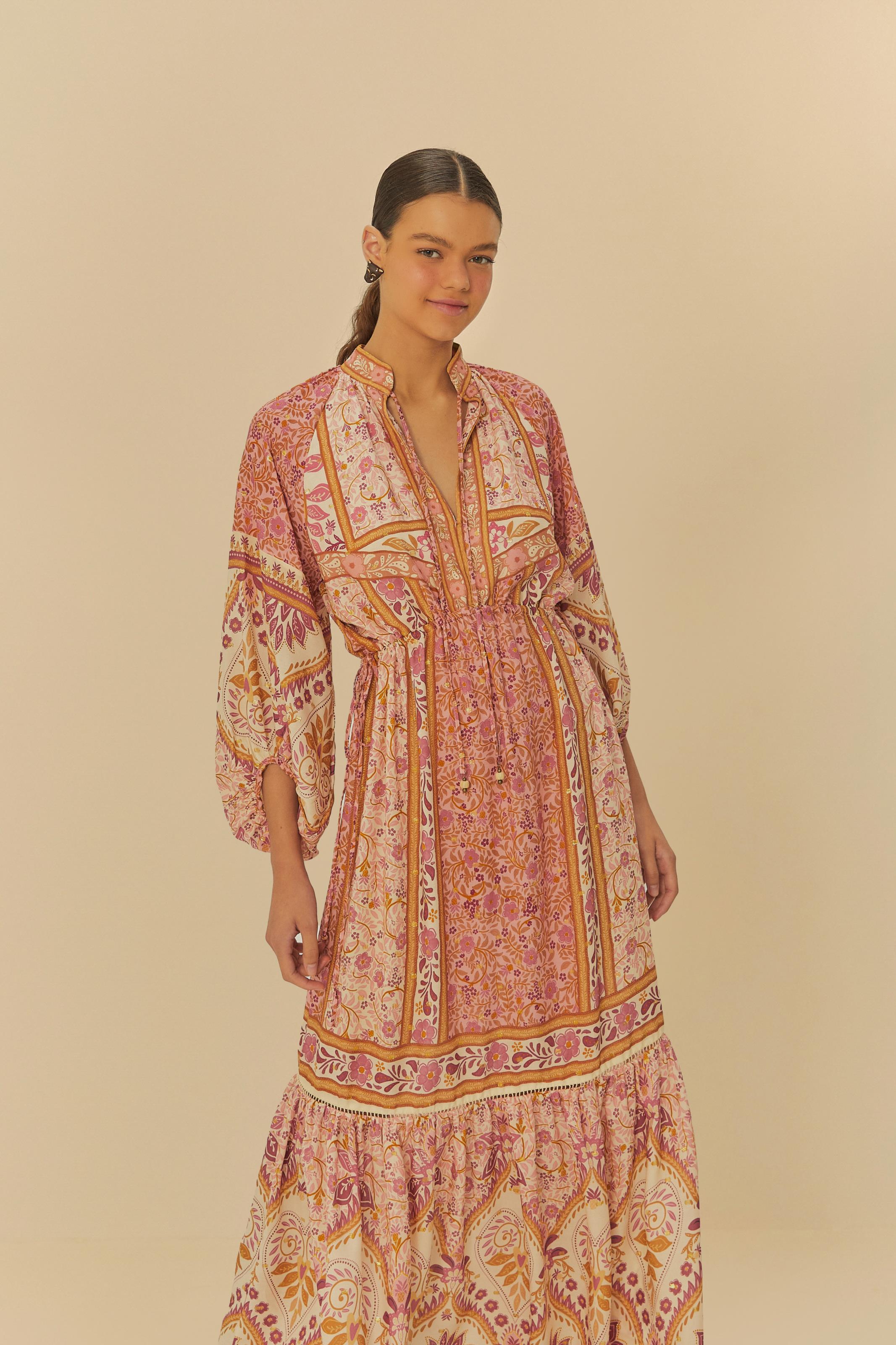 Vestido Longo Estampado No Meu Jardim