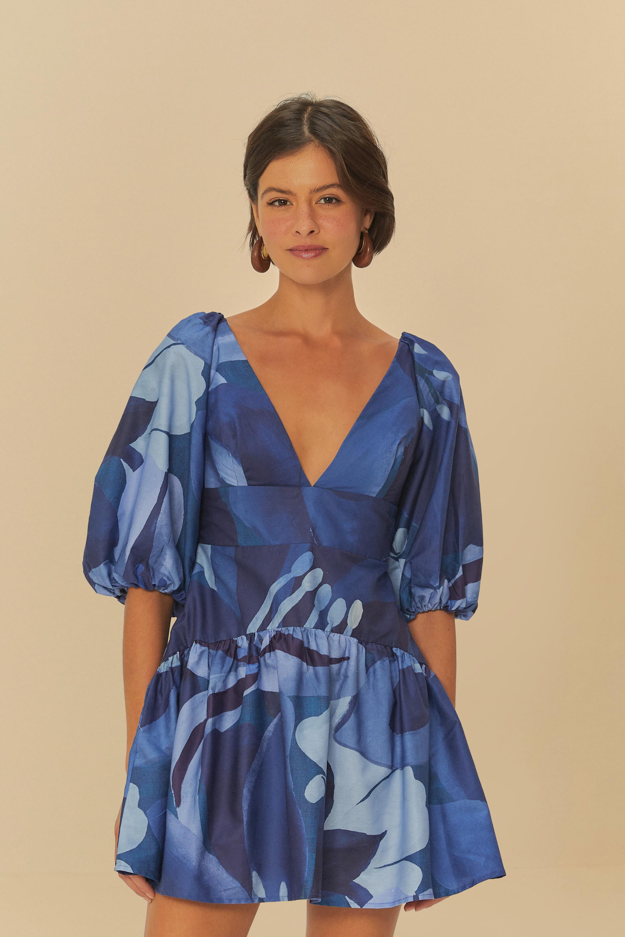 Vestido Curto Estampado Aquarela Floral