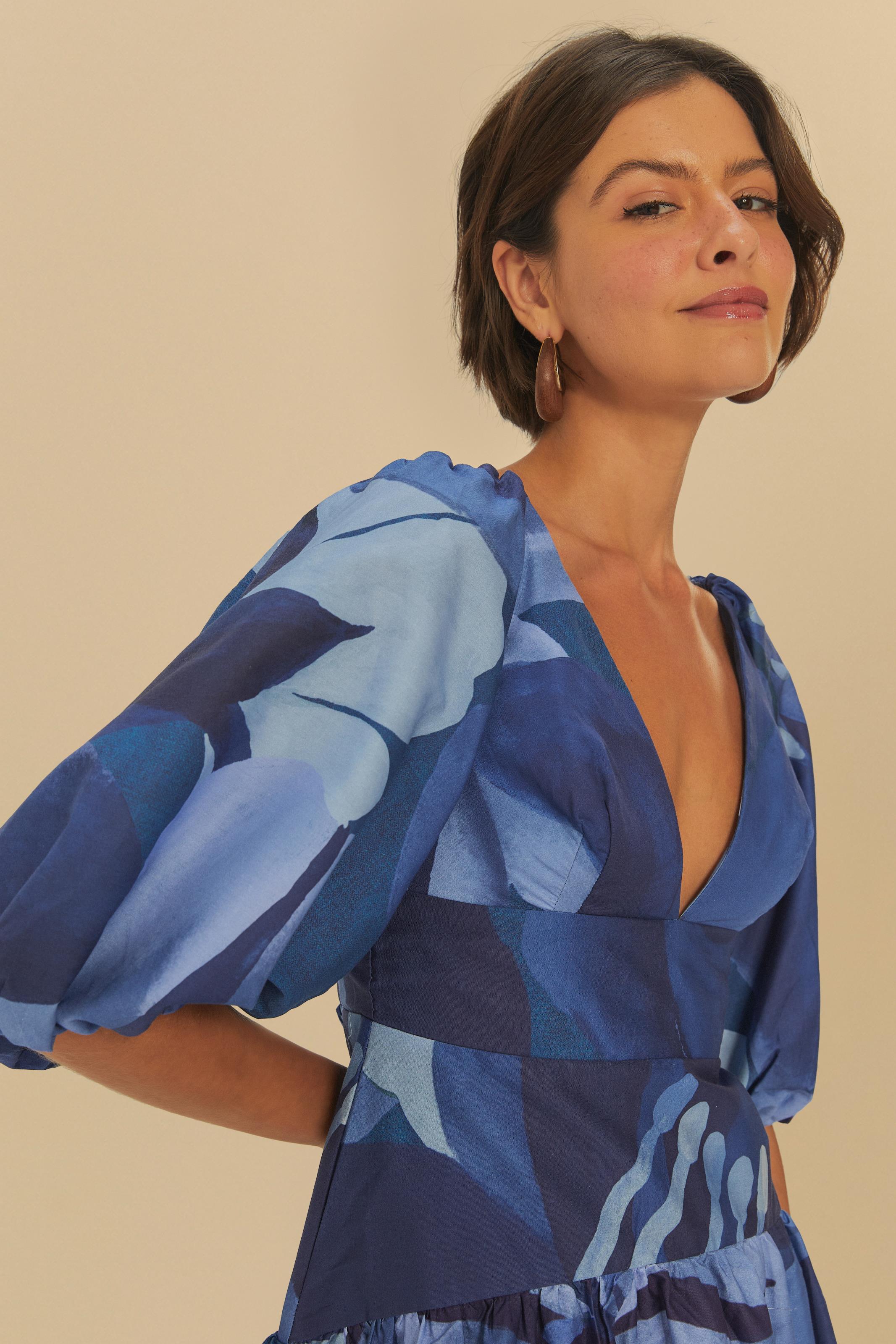 Vestido Curto Estampado Aquarela Floral