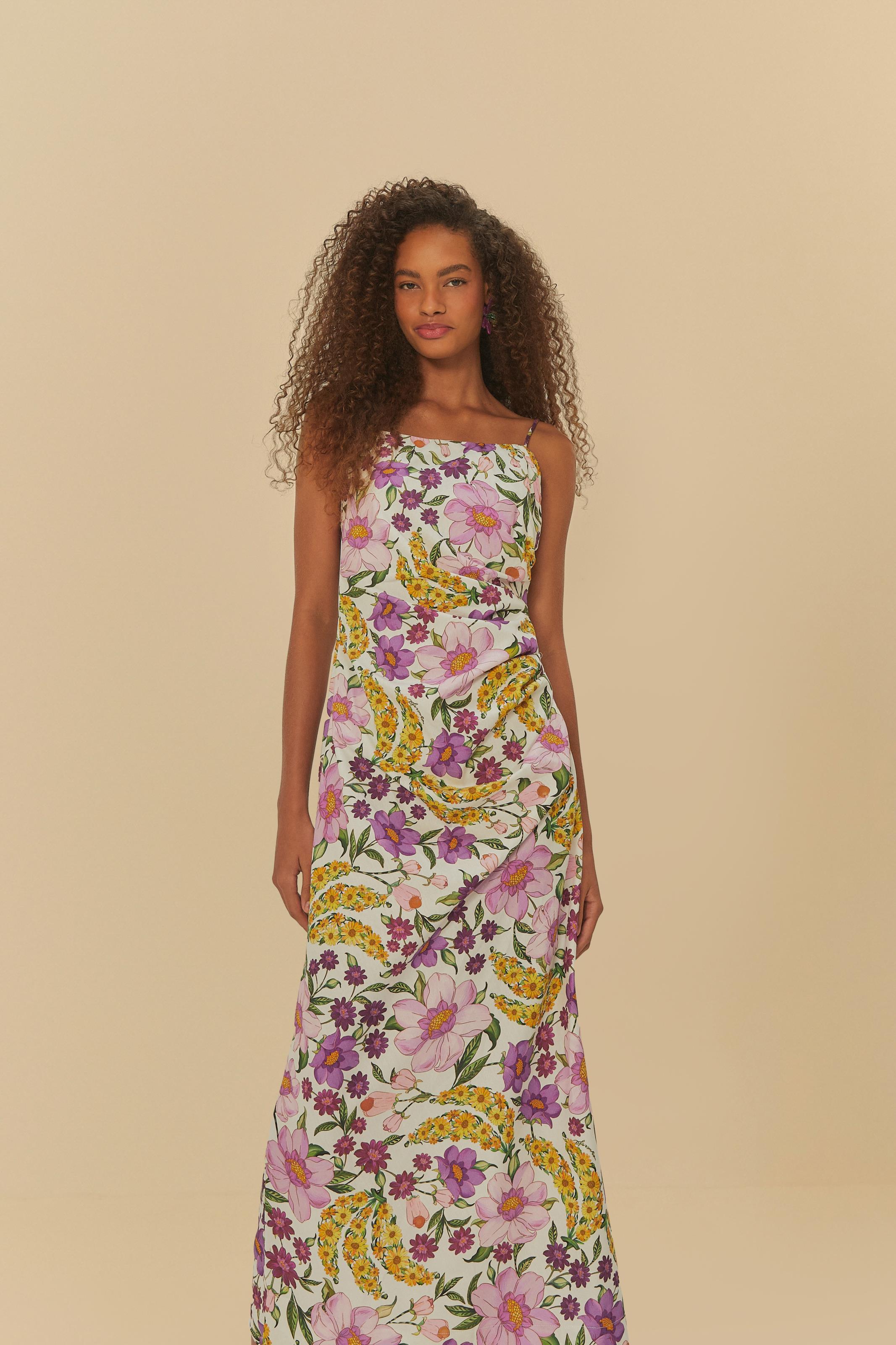 Vestido Alcinhas Estampado Banana Flor