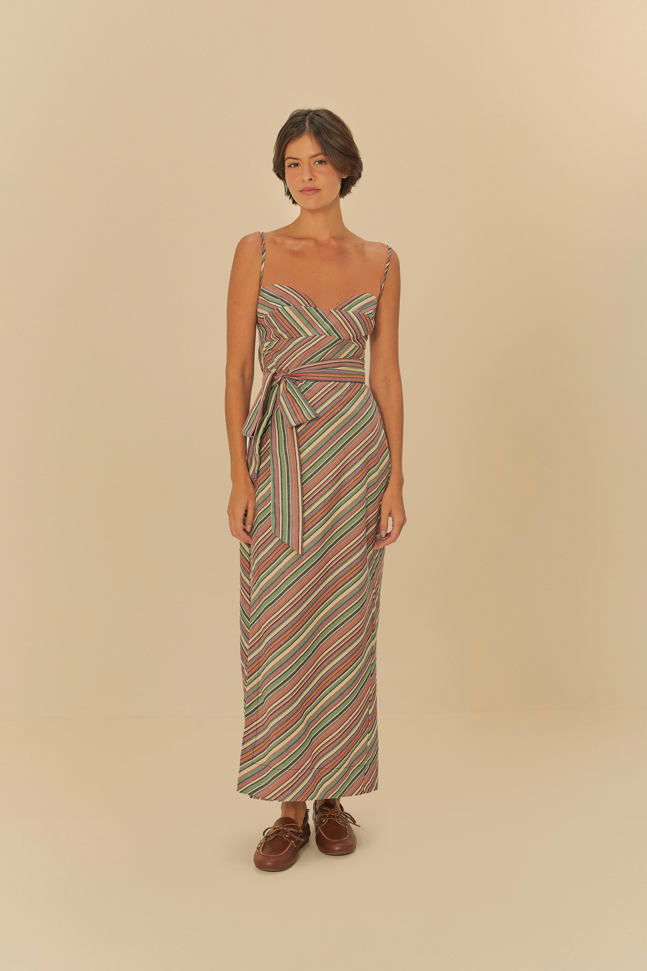 Vestido Alcinhas Estampado Listra Pipa