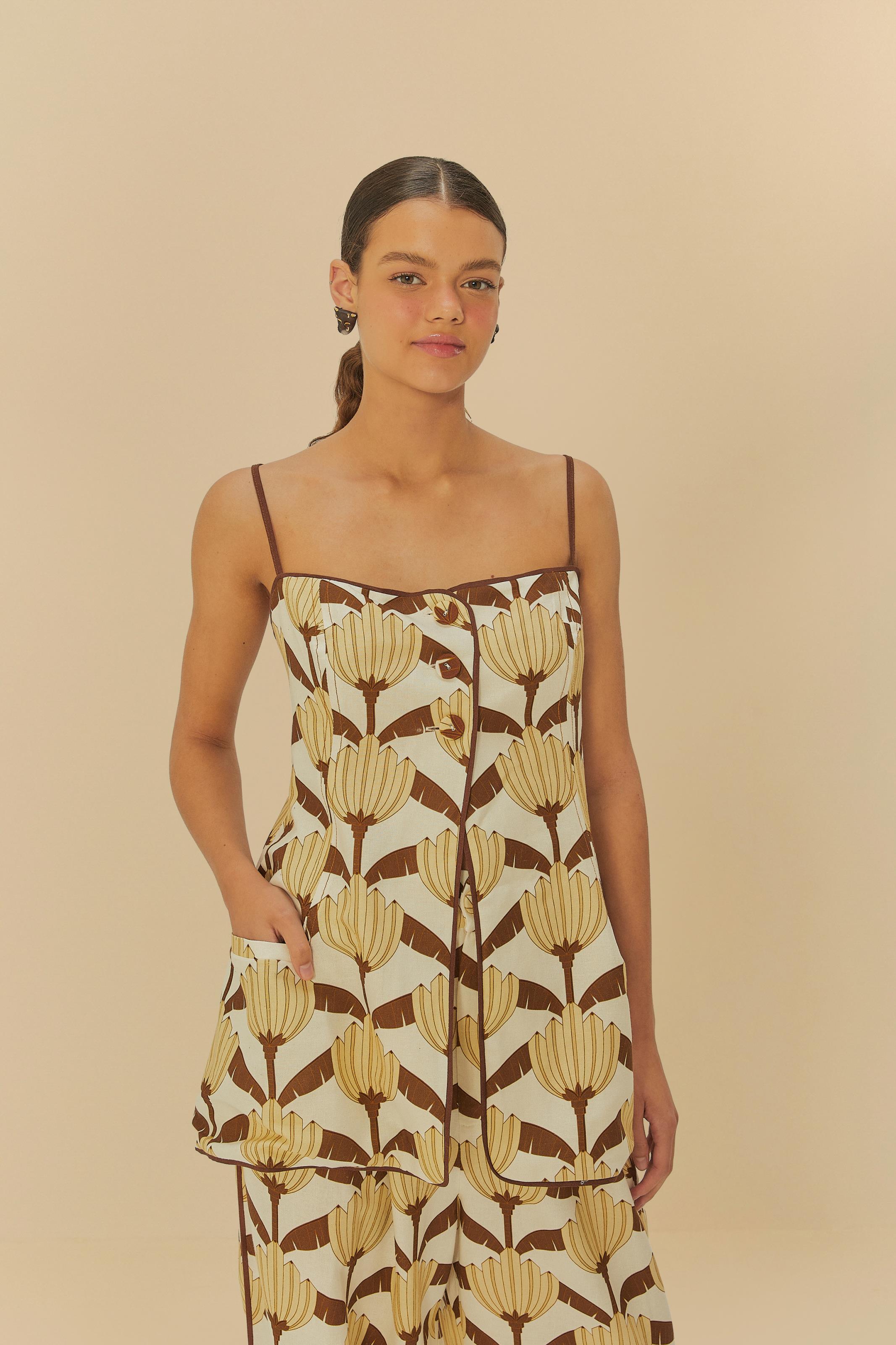 Túnica Alfaiataria Estampada Banana Deco