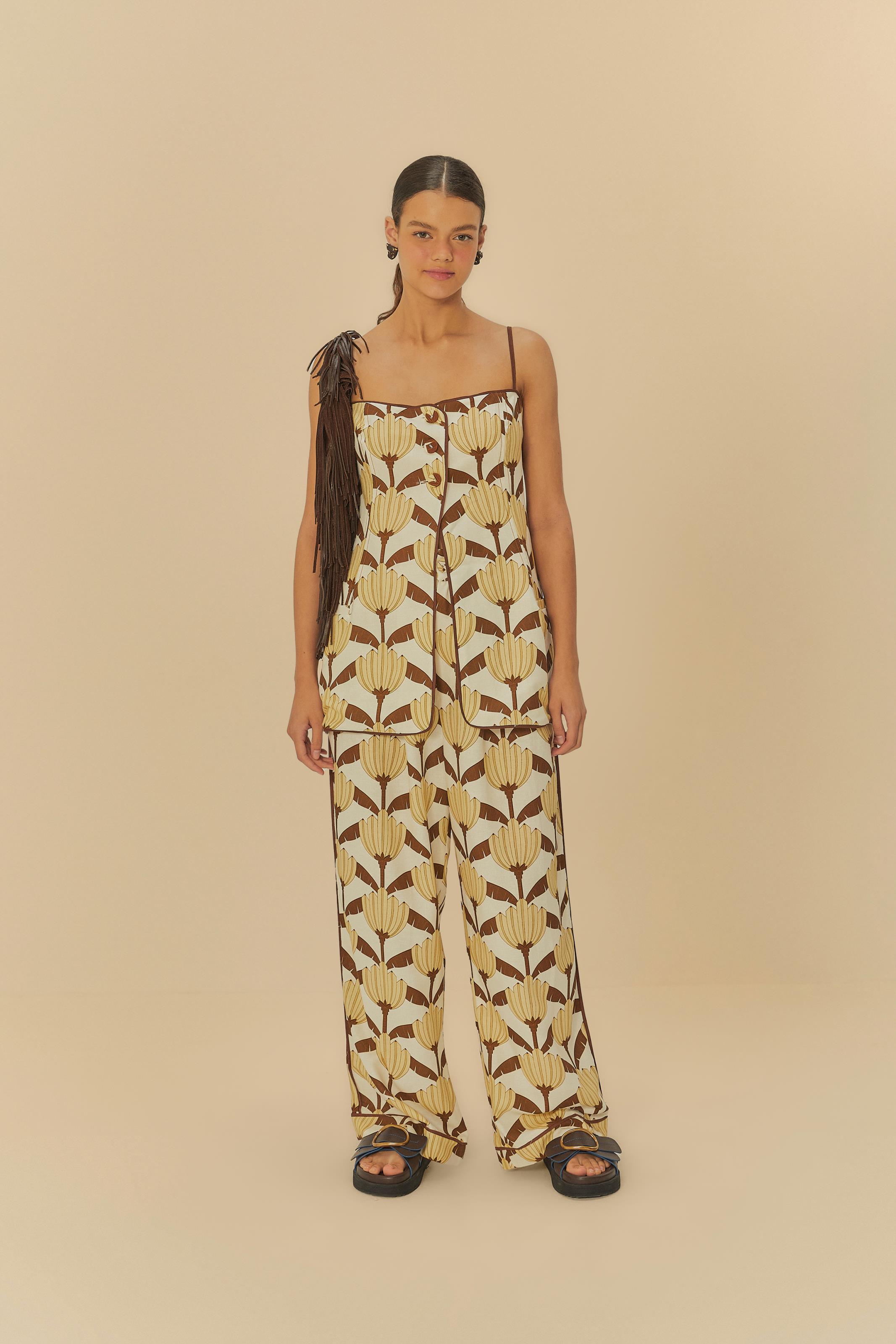 Túnica Alfaiataria Estampada Banana Deco