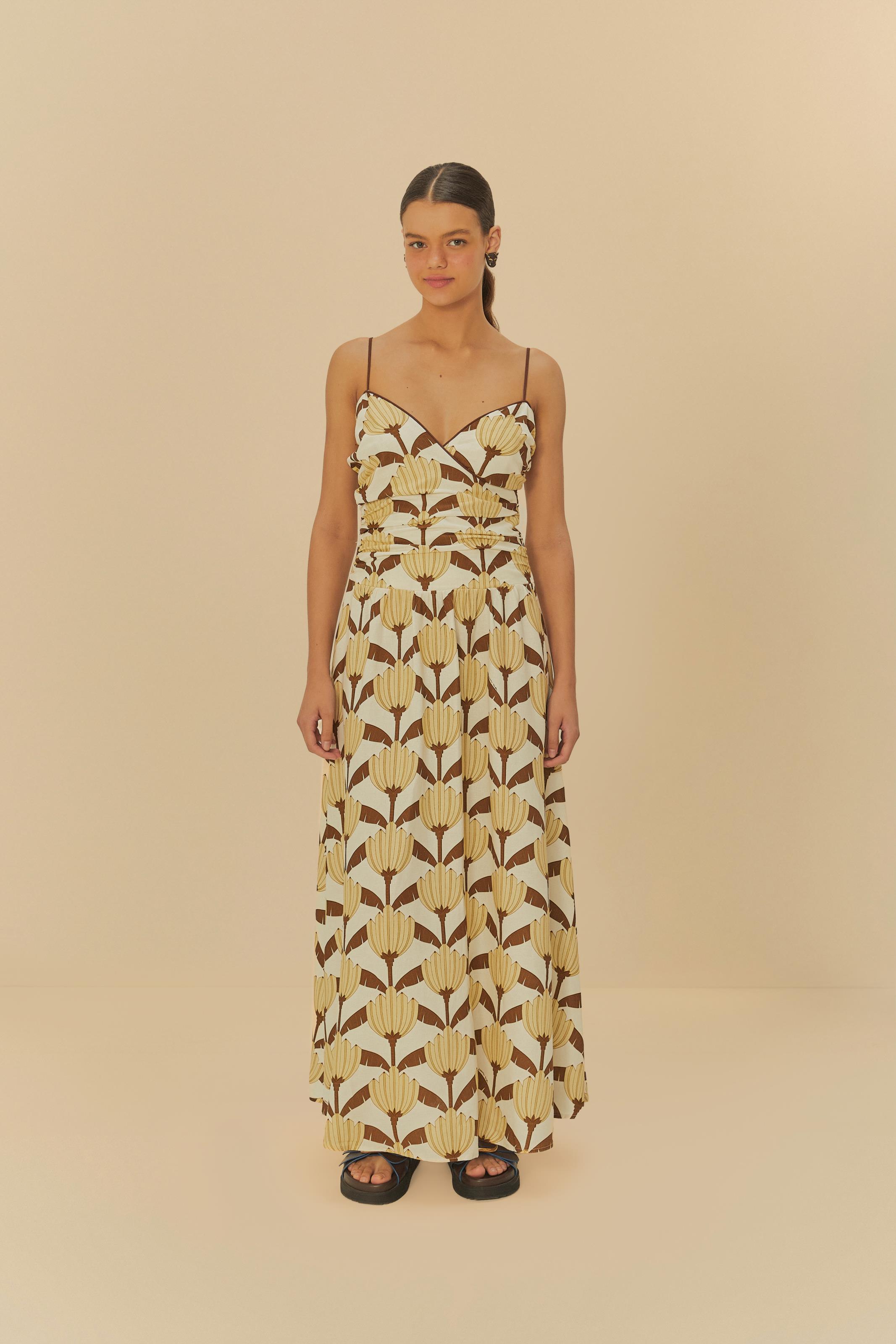 Vestido Cropped Estampado Banana Deco